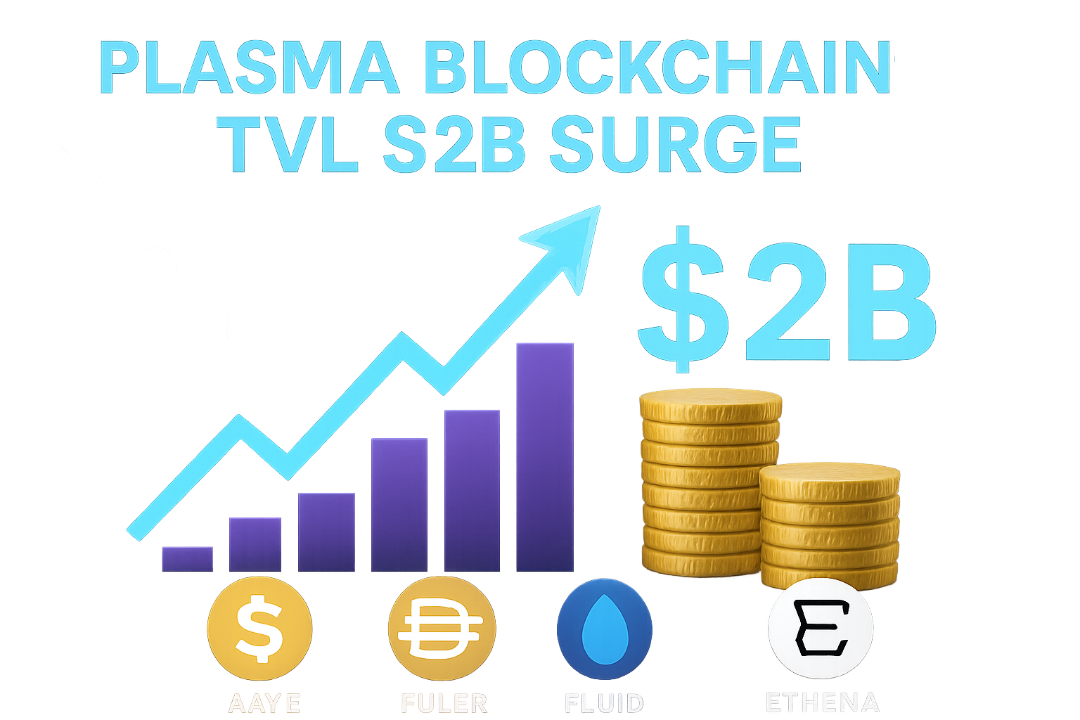 Plasma blockchain TVL surpasses $2B with stablecoin icons and DeFi protocol logos like Aave, Euler, Fluid, and Ethena, illustrating DeFi liquidity surge in 2025.