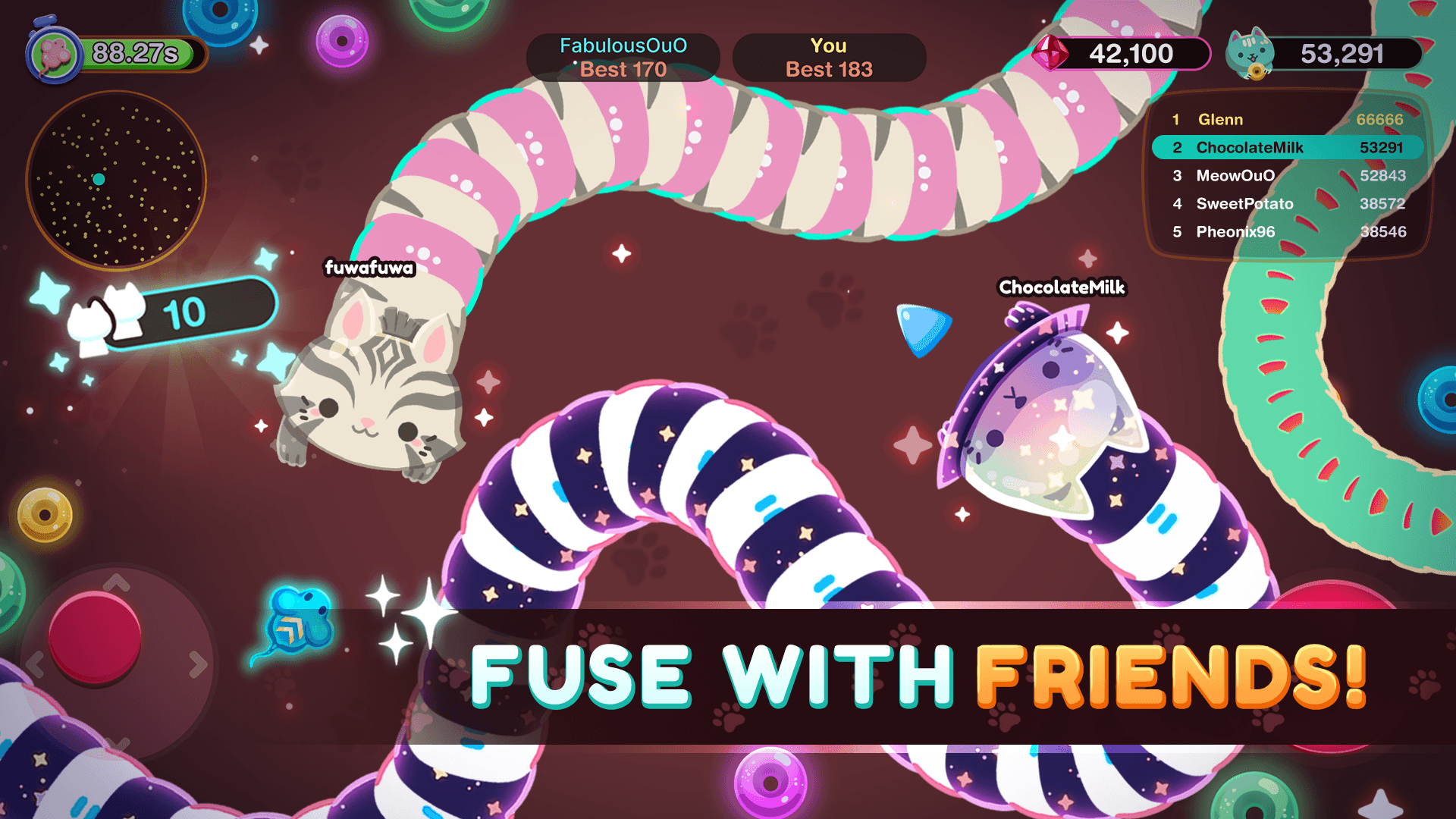 Real-time PvP battle screenshot from Snaky Cat showing blockchain avatars competing in a digital arena, 2025