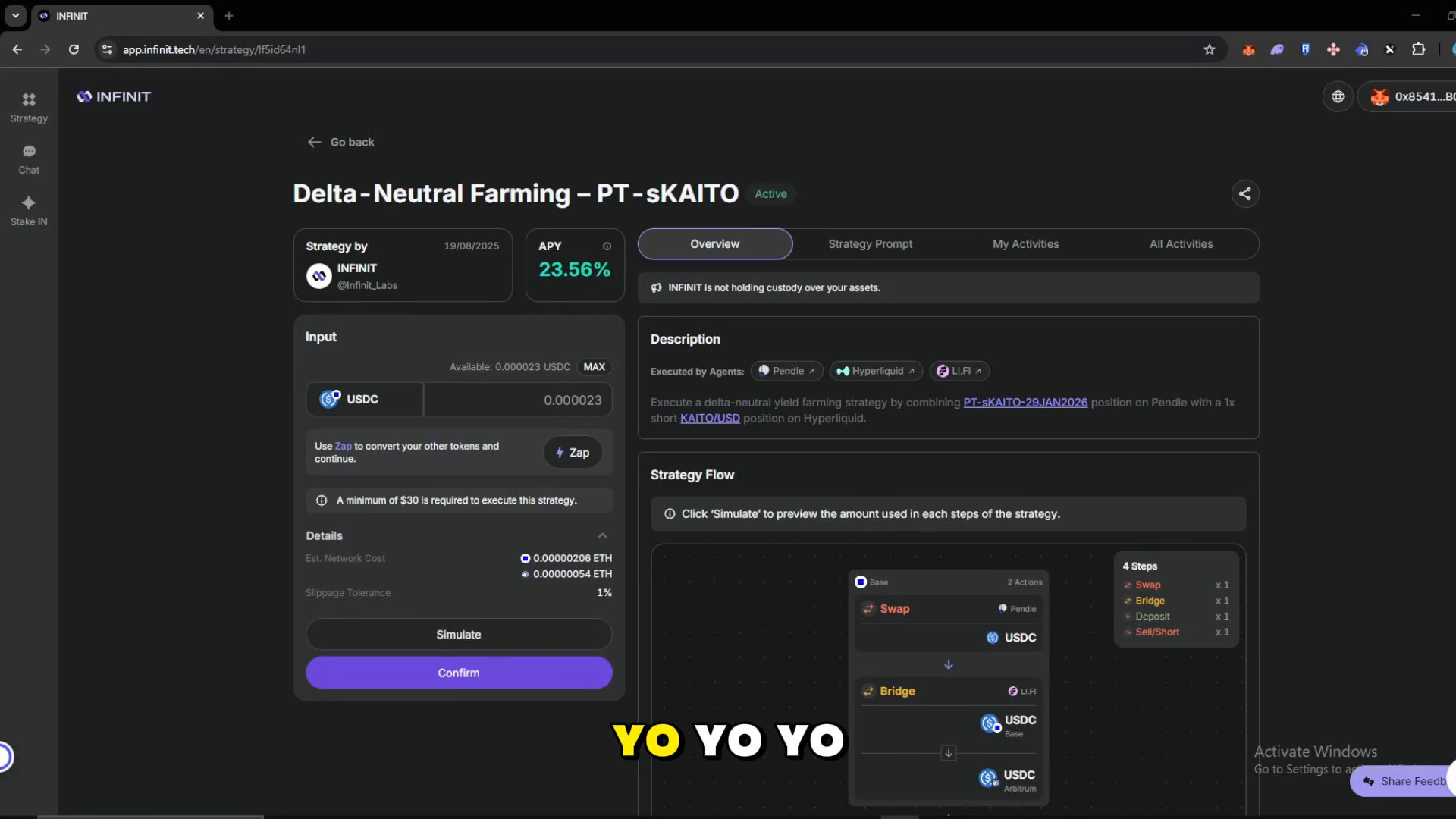 INFINIT Labs DeFi AI agent interface screenshot