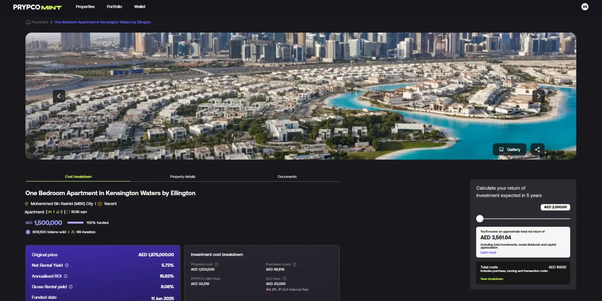 Prypco Mint MultiBank.io Dubai real estate tokenization platform interface