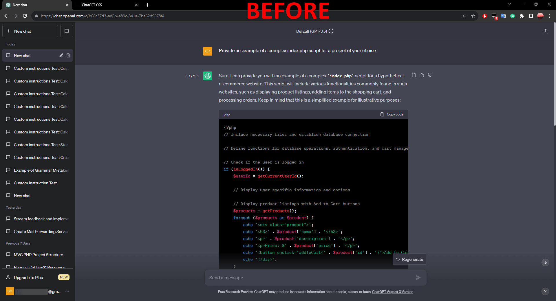 ChatGPT web interface