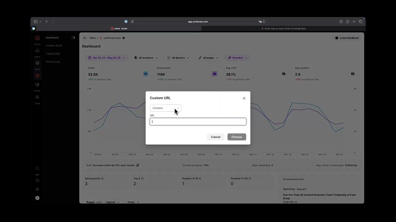 Surfer SEO dashboard interface
