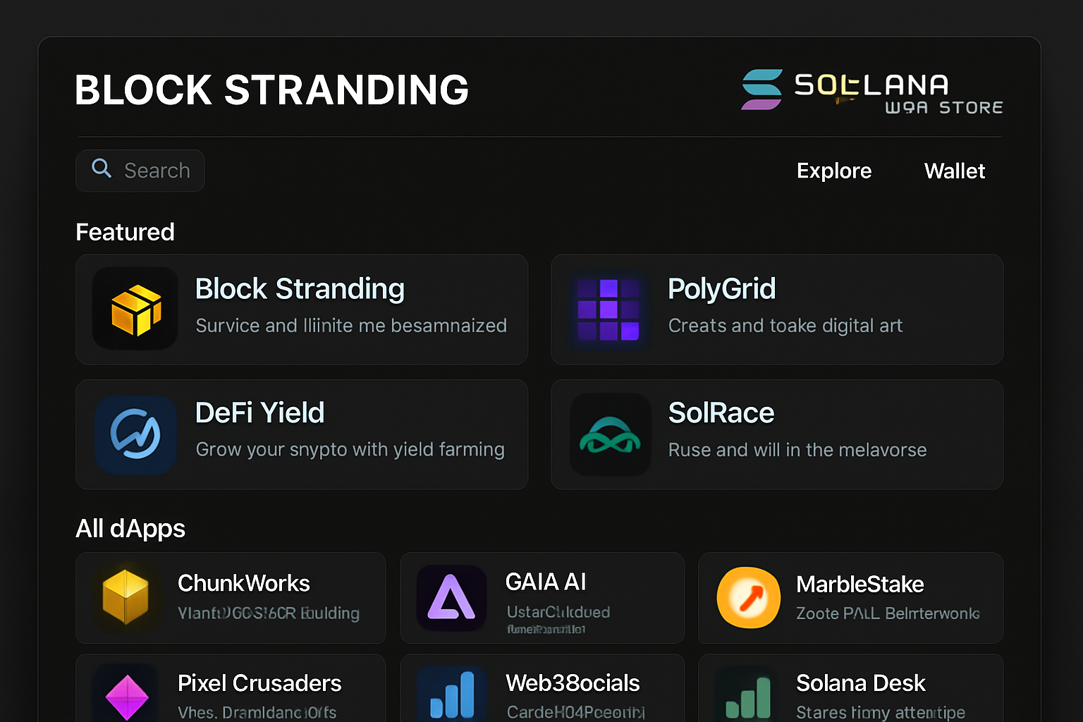 Block Stranding Solana dApp Store interface