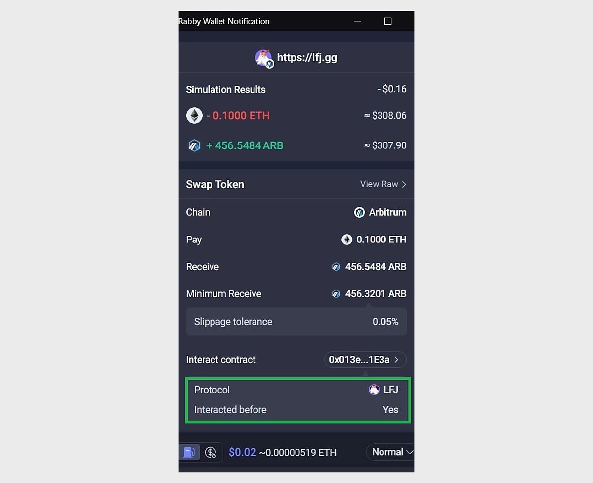 Rabby Wallet transaction simulation screenshot