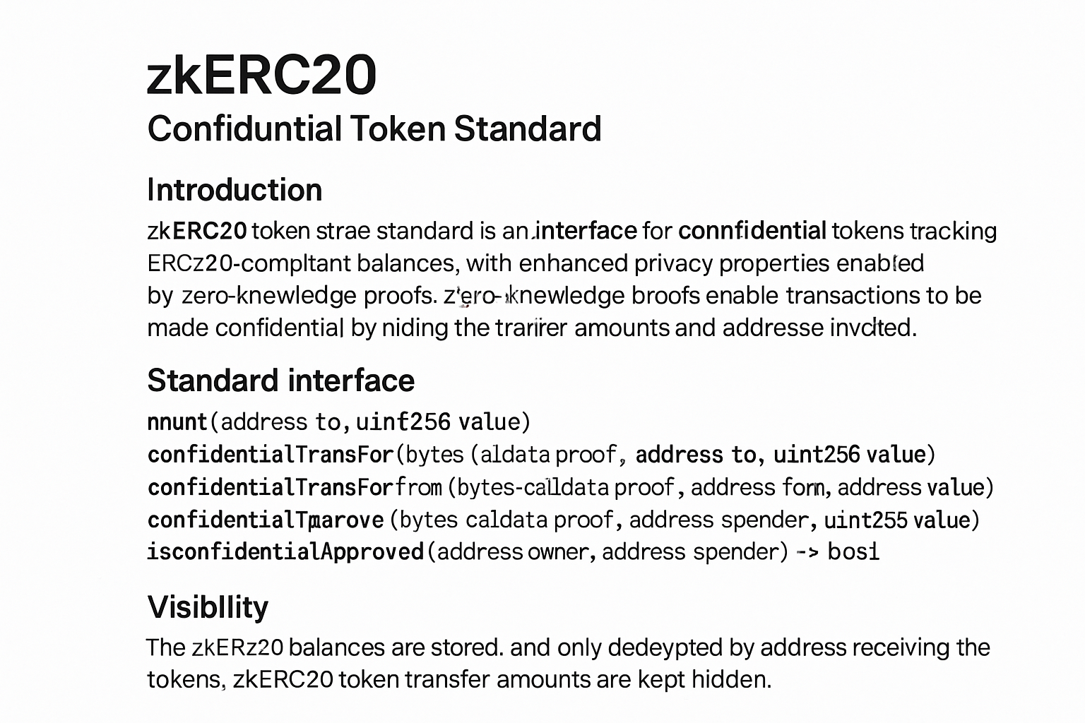 zkERC20 confidential token standard documentation
