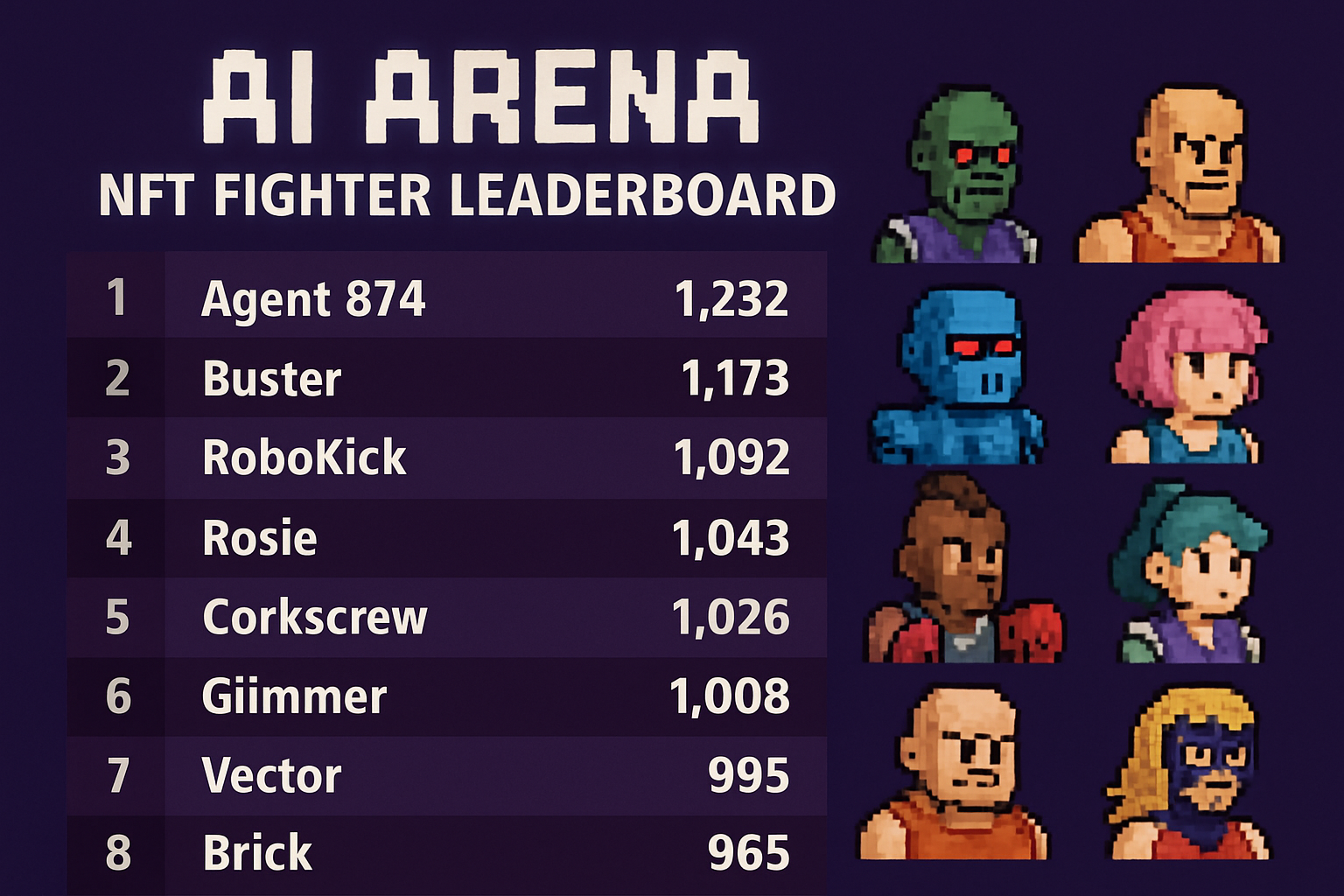 AI Arena NFT fighter leaderboard