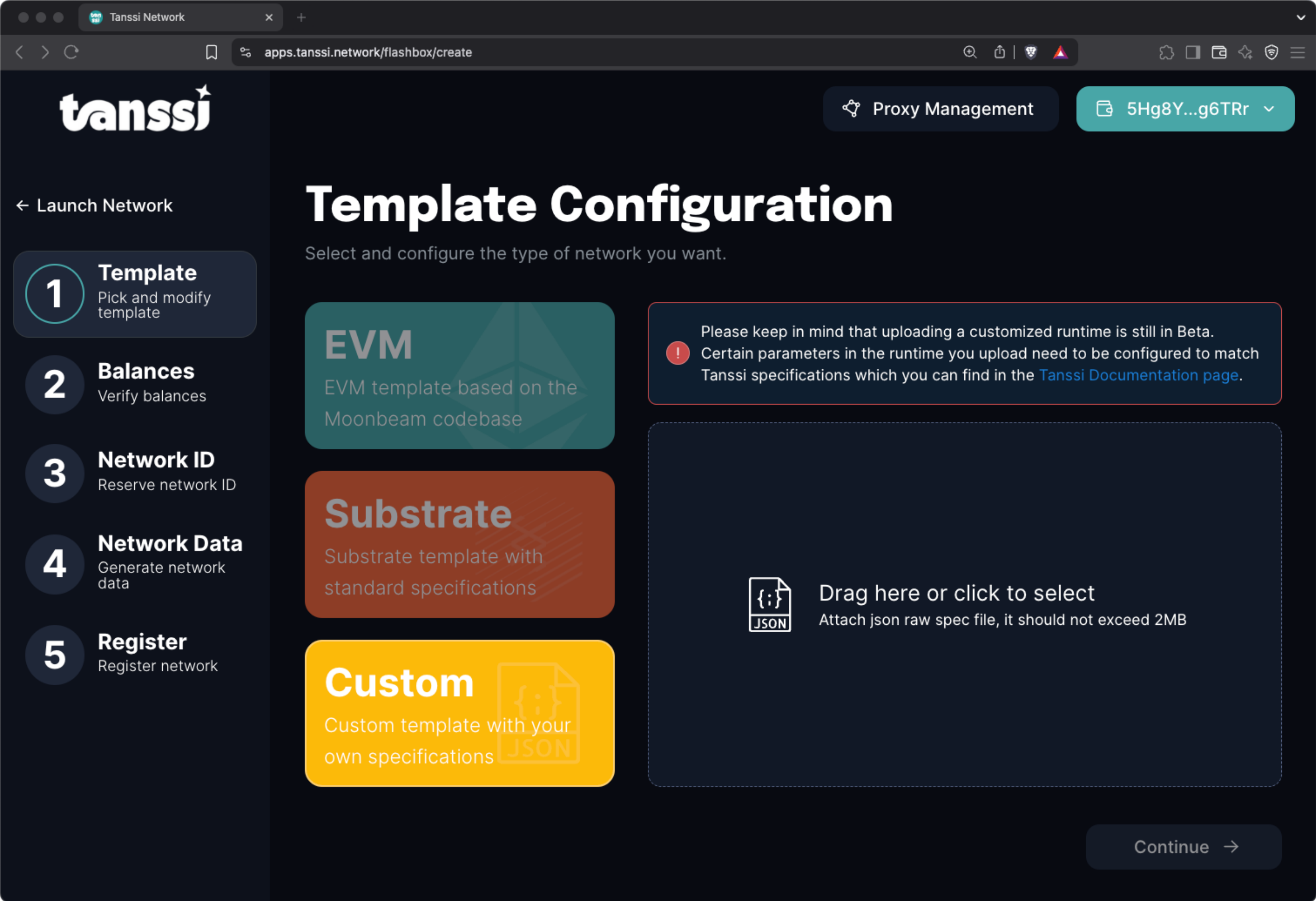 Tanssi Network pooled staking interface