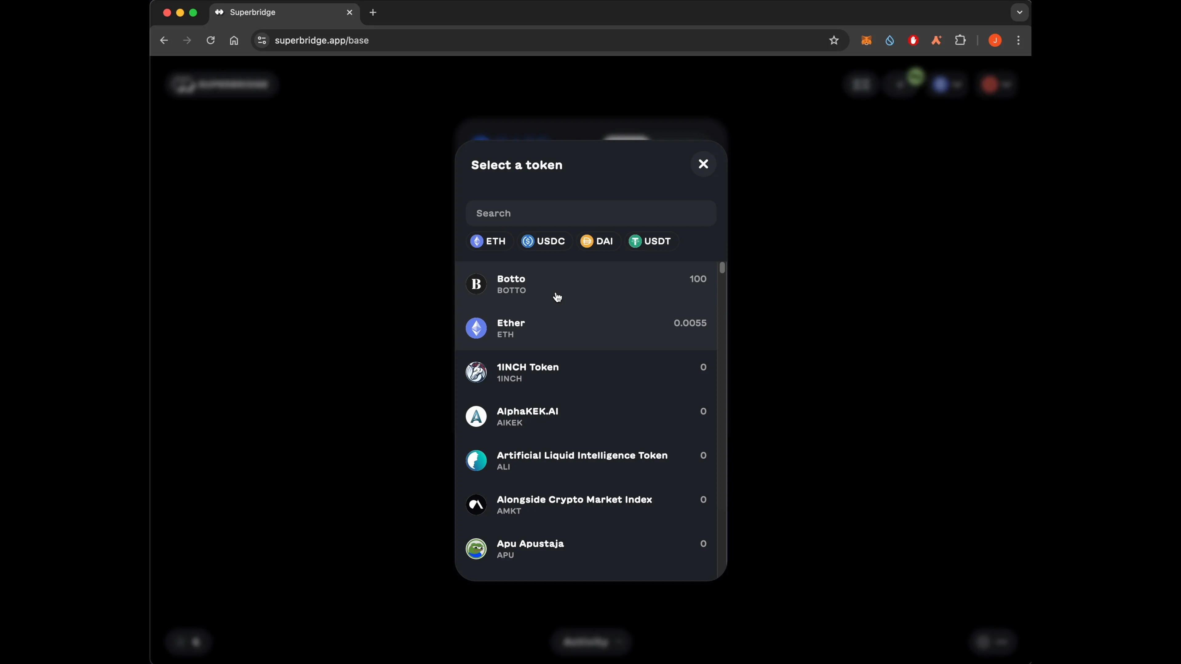 Superbridge Base bridge UI screenshot