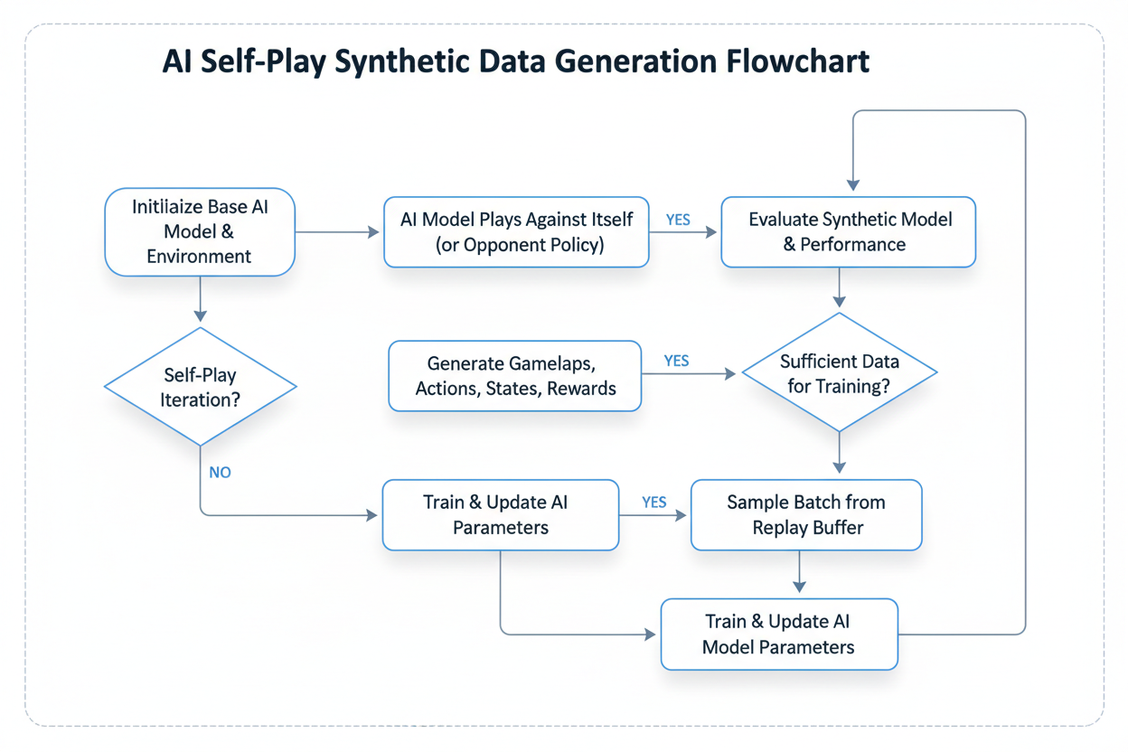 AI self-play synthetic data generation flowchart
