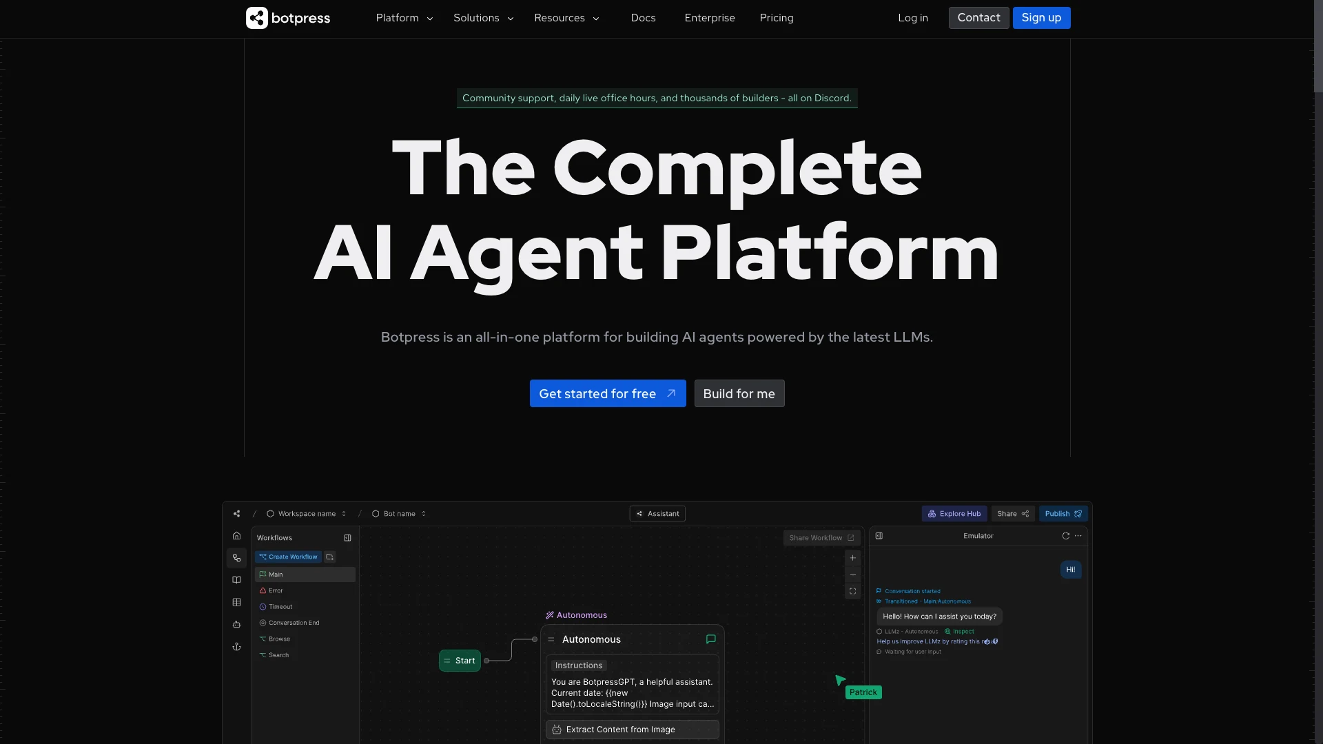 low-code AI agent builder interface