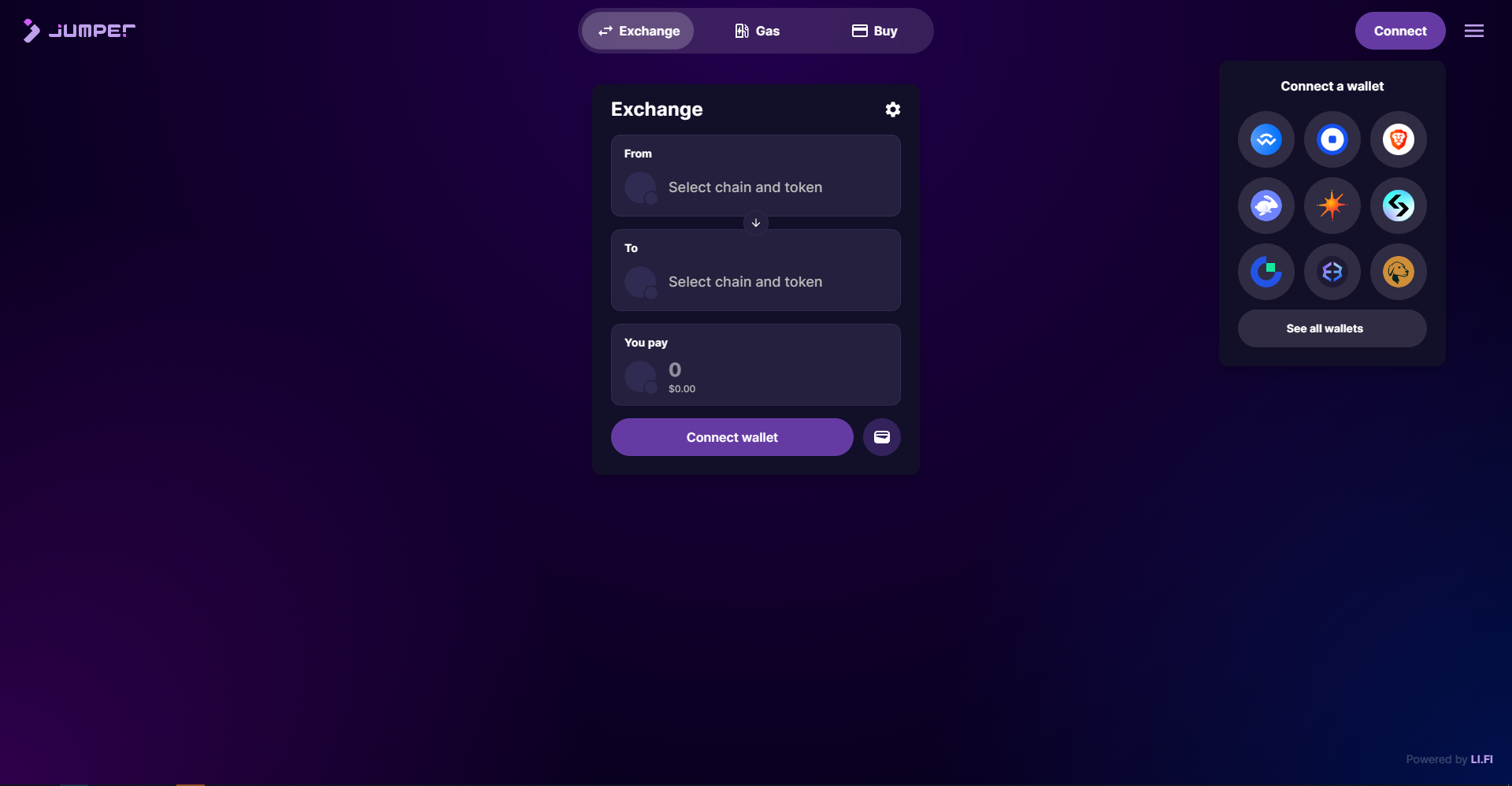 Jumper Exchange cross-chain bridge interface