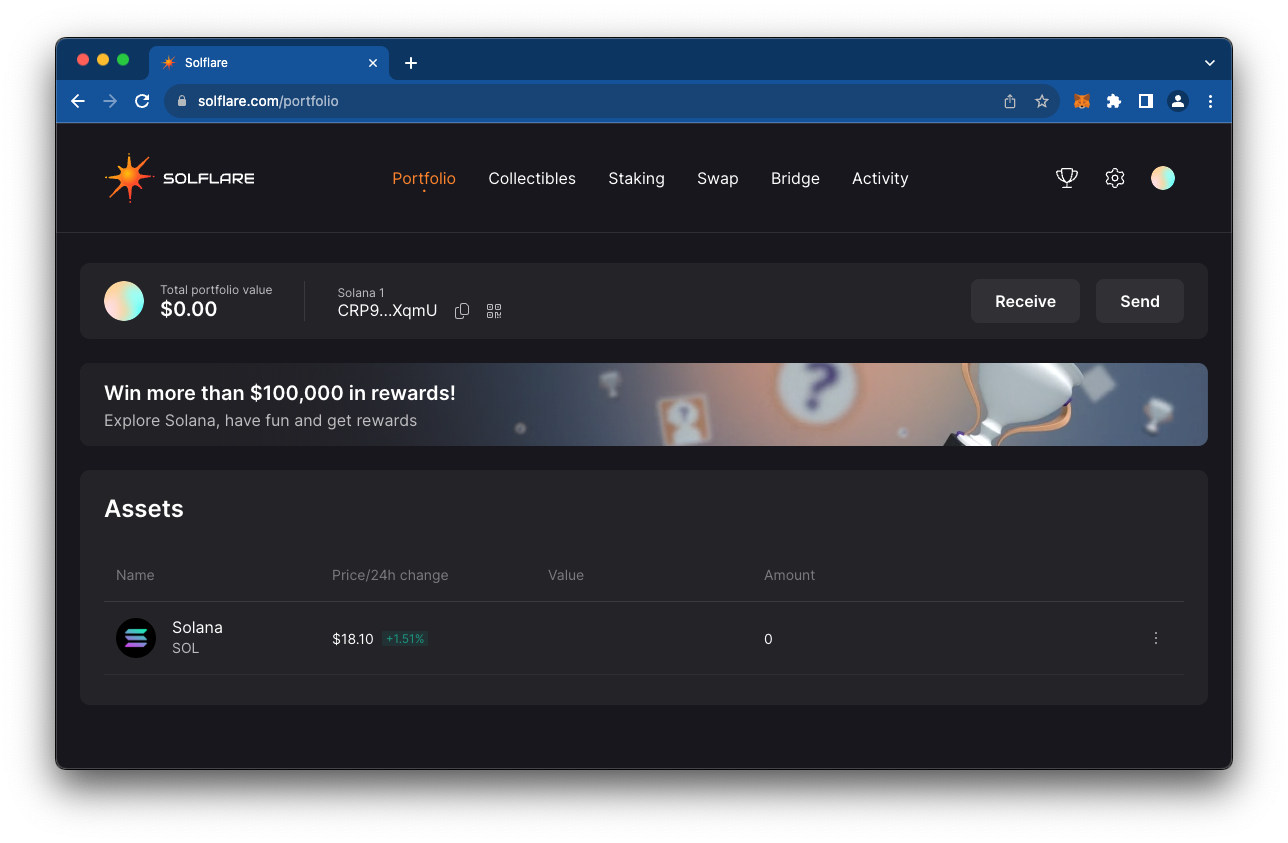 MetaMask Snaps Solana setup screenshot