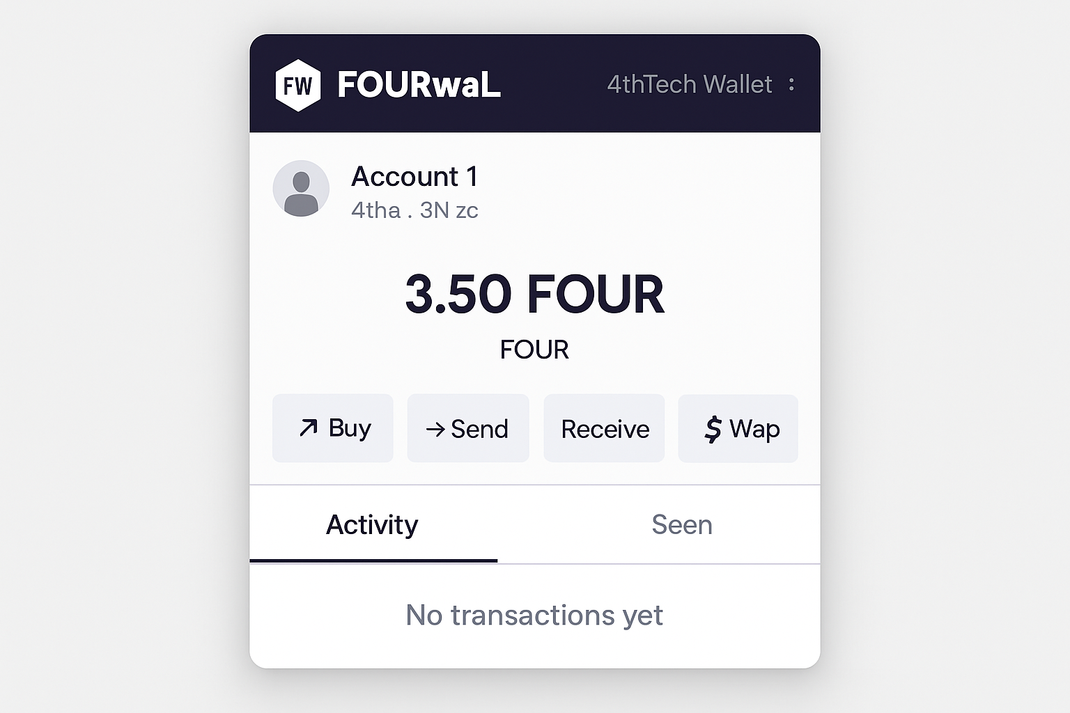 FOURwaL 4thTech wallet extension interface