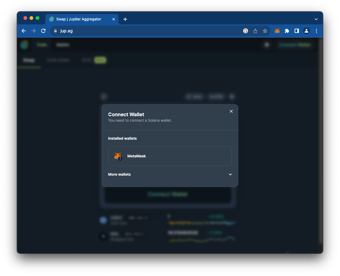 MetaMask Solana integration screenshot