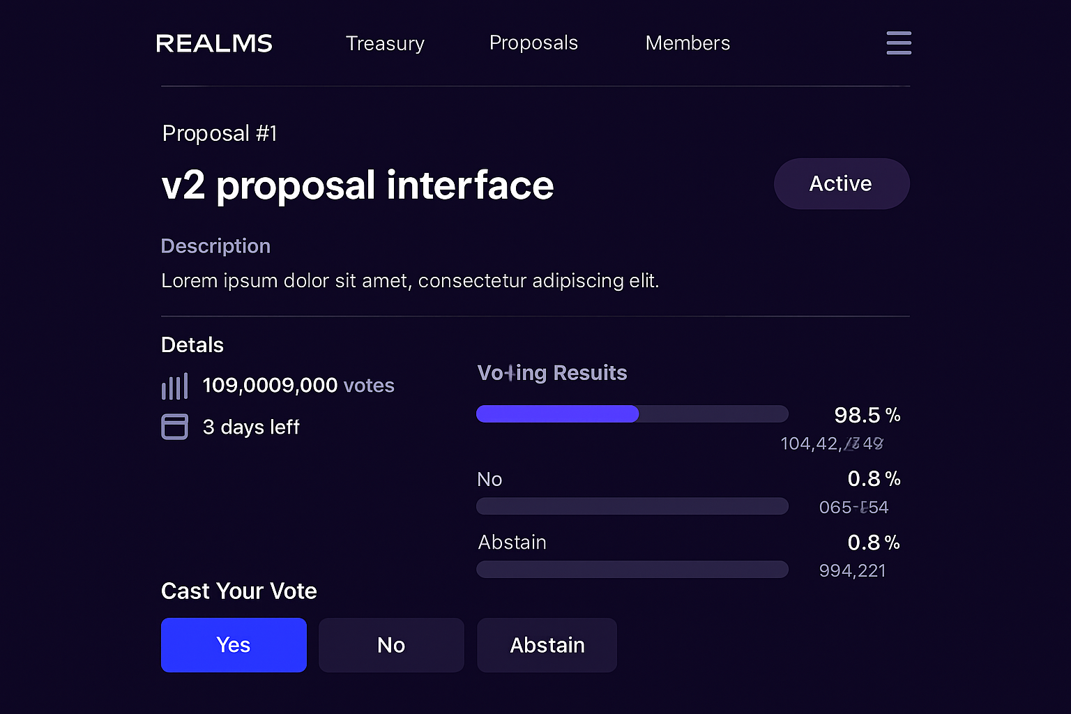 Realms v2 proposal voting interface