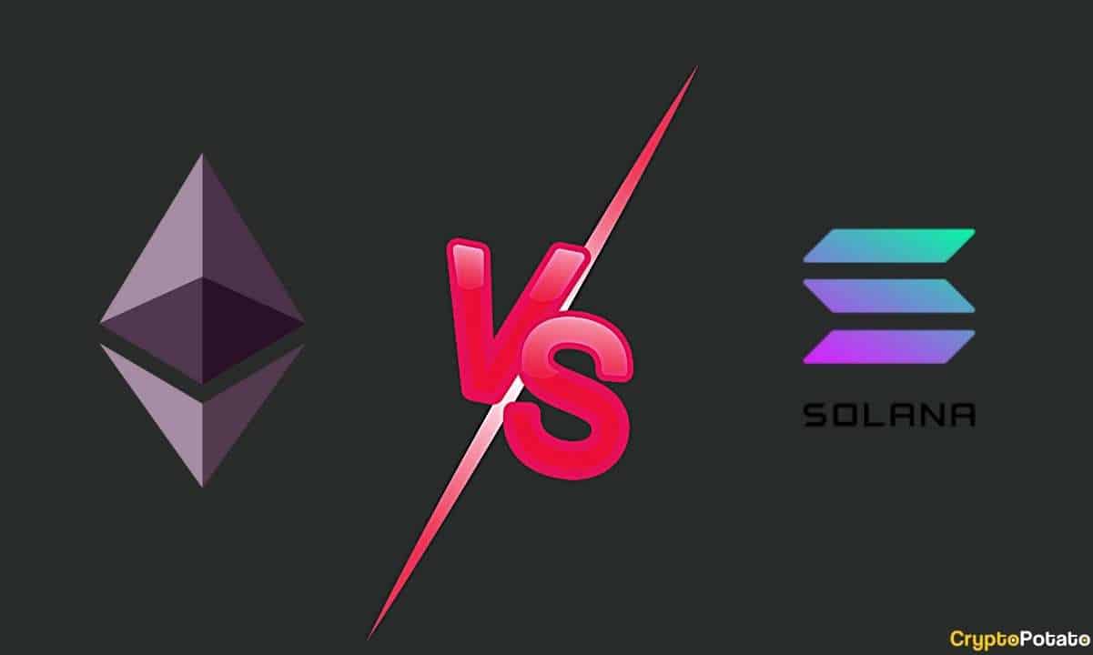 Ethereum and Solana blockchain logos