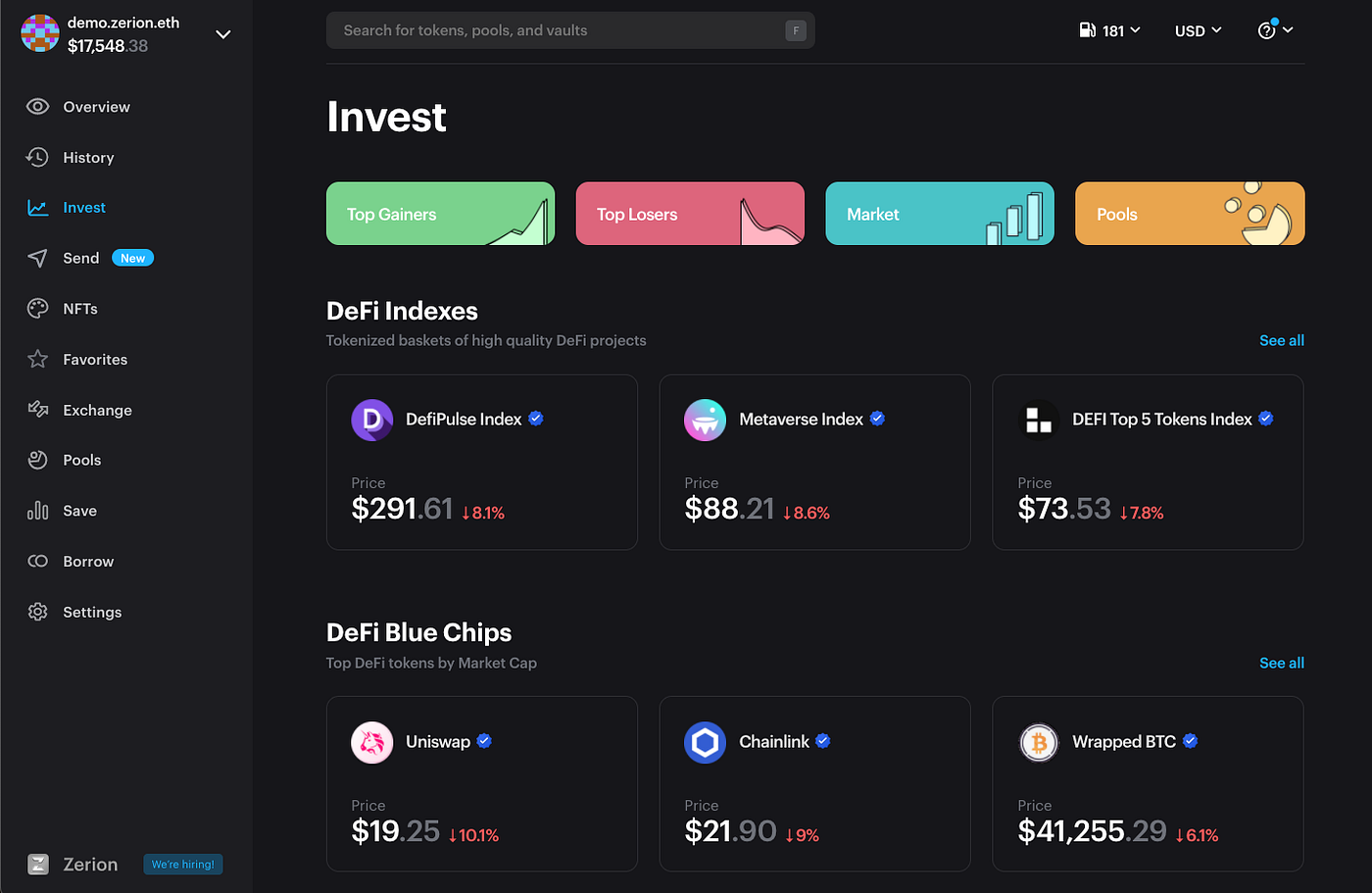 Zerion mobile DeFi portfolio app screenshot