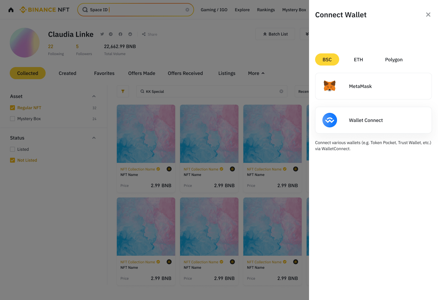 NFT wallet asset transfer whitelist settings