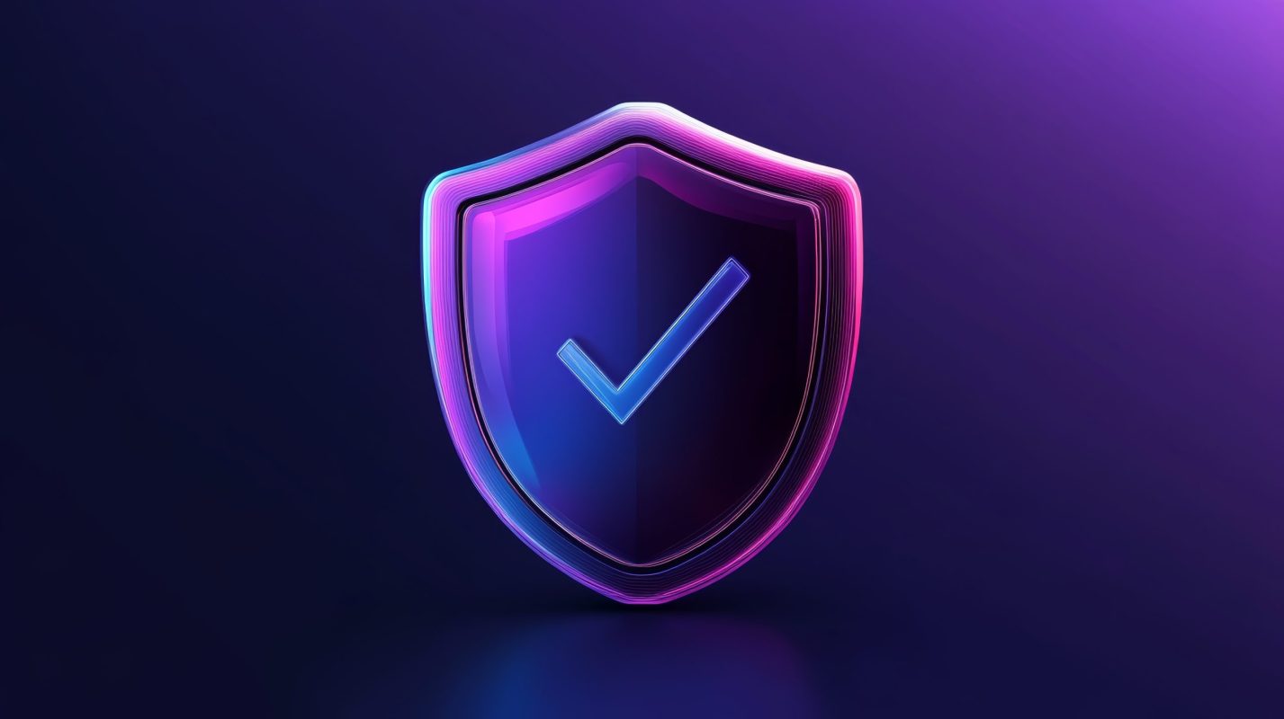 Abstract digital illustration of blockchain wallet emitting glowing privacy shield with green KYC checkmark, symbolizing secure onchain attestations and privacy-preserving verification for Web3 allowlists