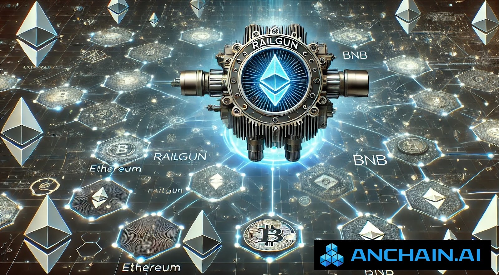 Abstract visualization of a shielded wallet generating zero-knowledge proofs for privacy-preserving DeFi access, featuring privacy locks and blockchain links for ZK credentials KYC