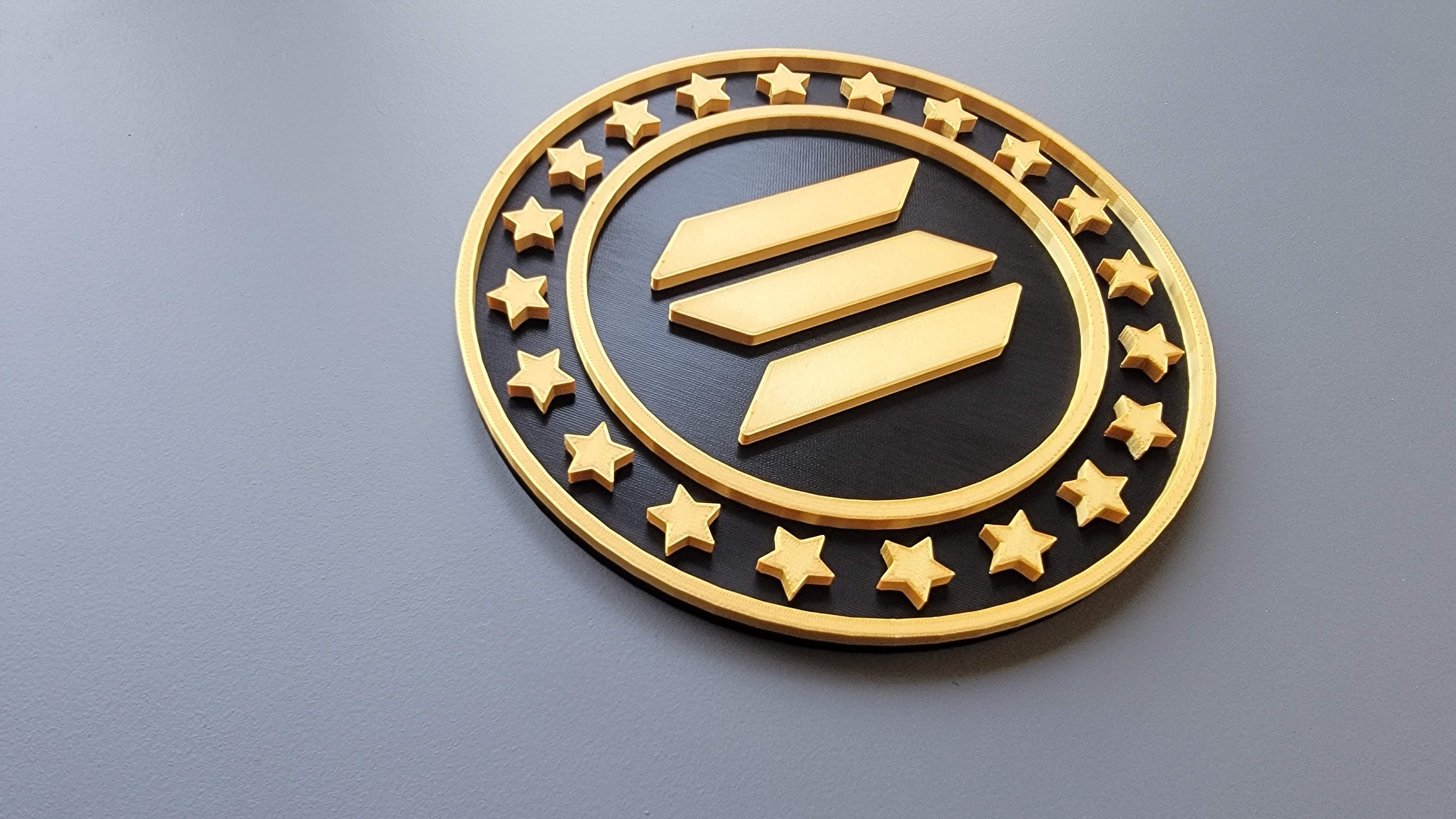 Abstract visualization of Solana wallet emitting glowing attestation badges for DeFi allowlist access, representing onchain KYC attestations and Sybil-resistant Solana DeFi