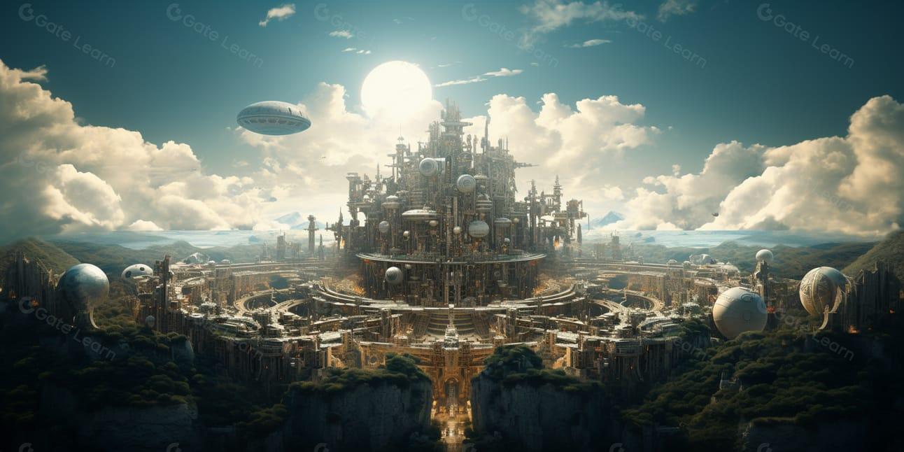 Abstract visualization of Celestia's modular blockchain architecture enabling scalable rollups and efficient data availability