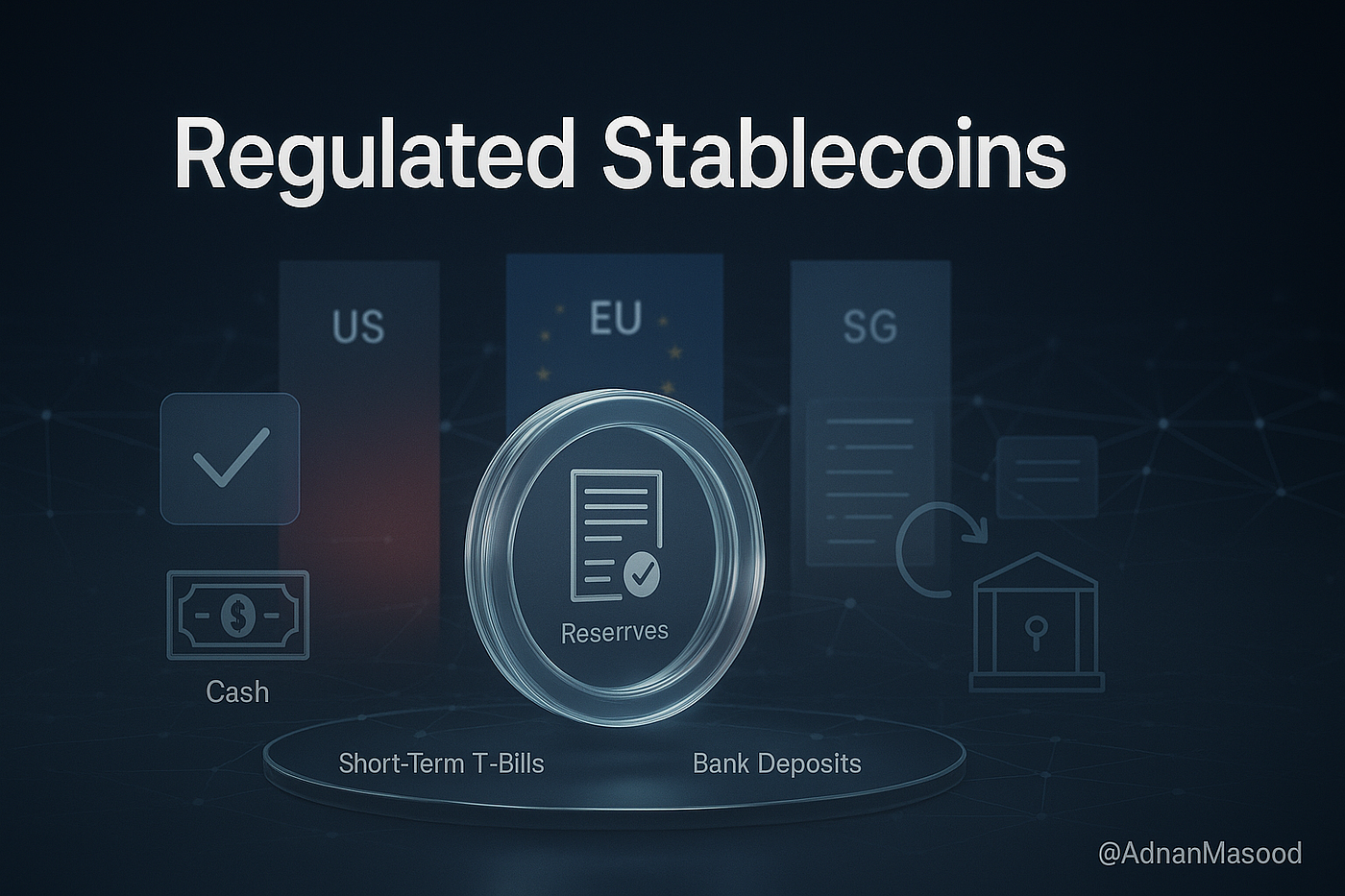 Abstract digital visualization of interconnected blockchain rollups with flowing liquidity streams on RollupSettle, illustrating low-latency cross-rollup settlement for DeFi