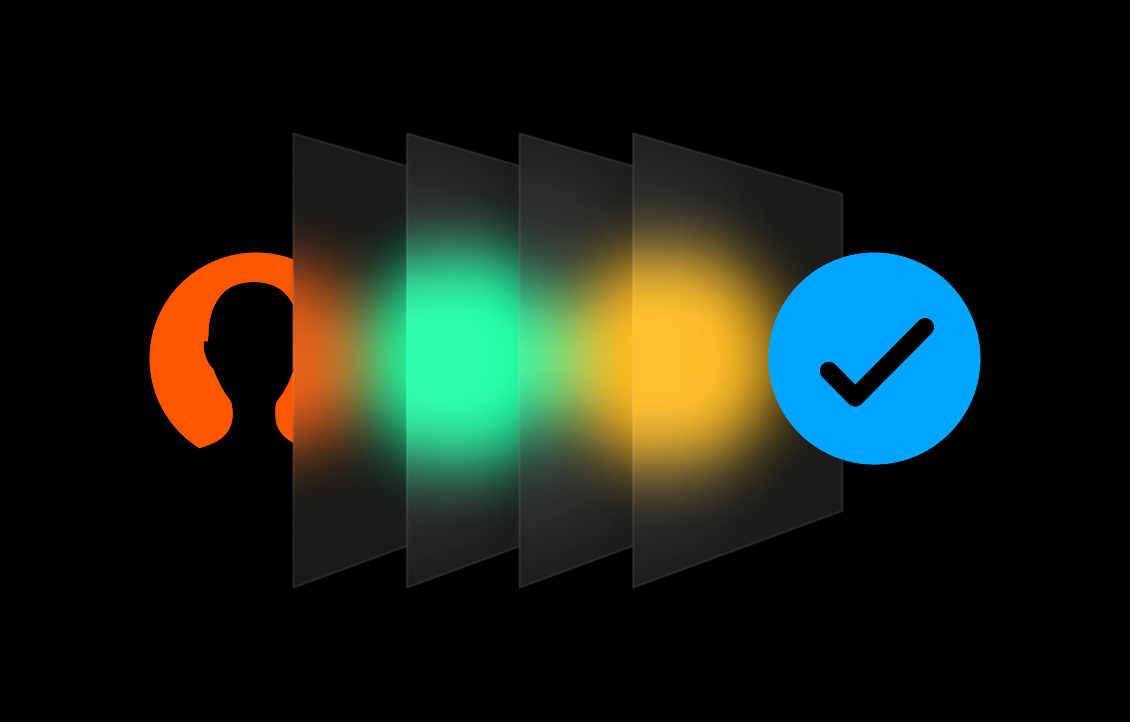 Abstract visualization of zero-knowledge proofs protecting user identity on a blockchain network, illustrating privacy-preserving KYC and secure digital identity verification.