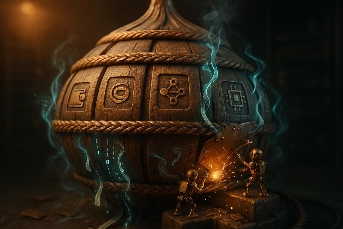 Abstract visualization of zero-knowledge proofs shielding user identities from Sybil attacks in a decentralized Web3 network, featuring Semaphore and zkPass concepts