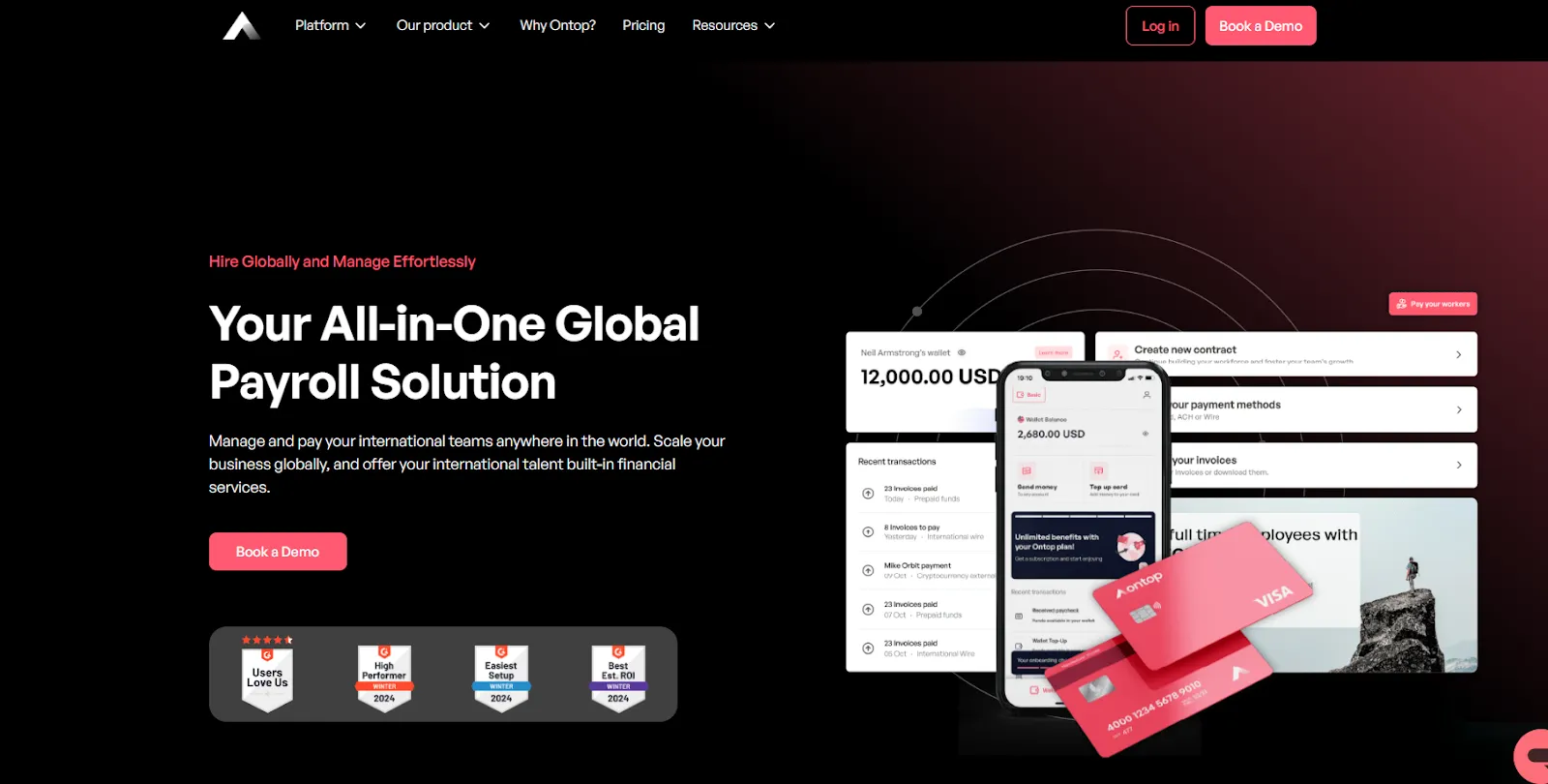 Remote USDC payroll platform interface
