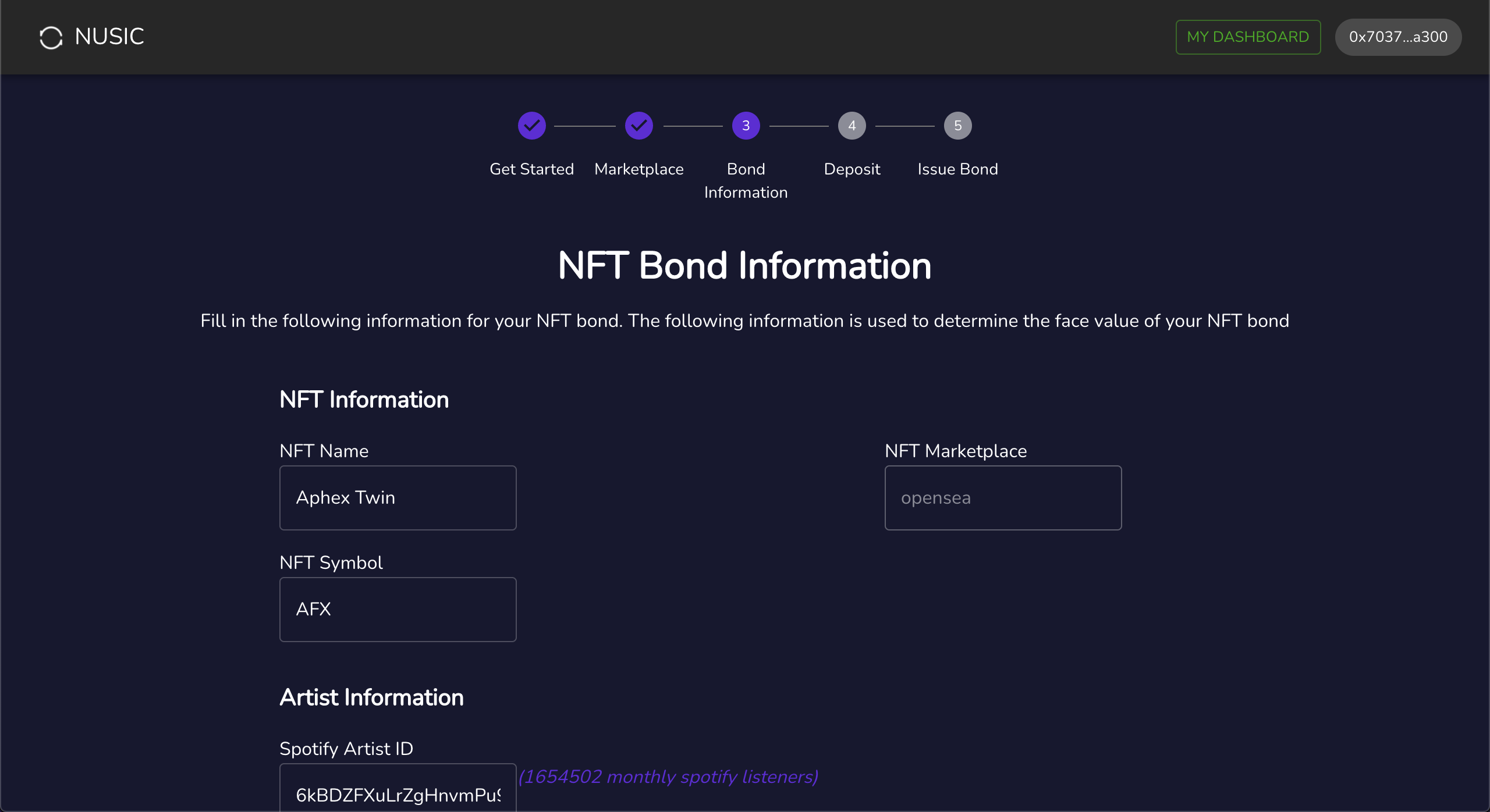 music royalty NFT earnings dashboard