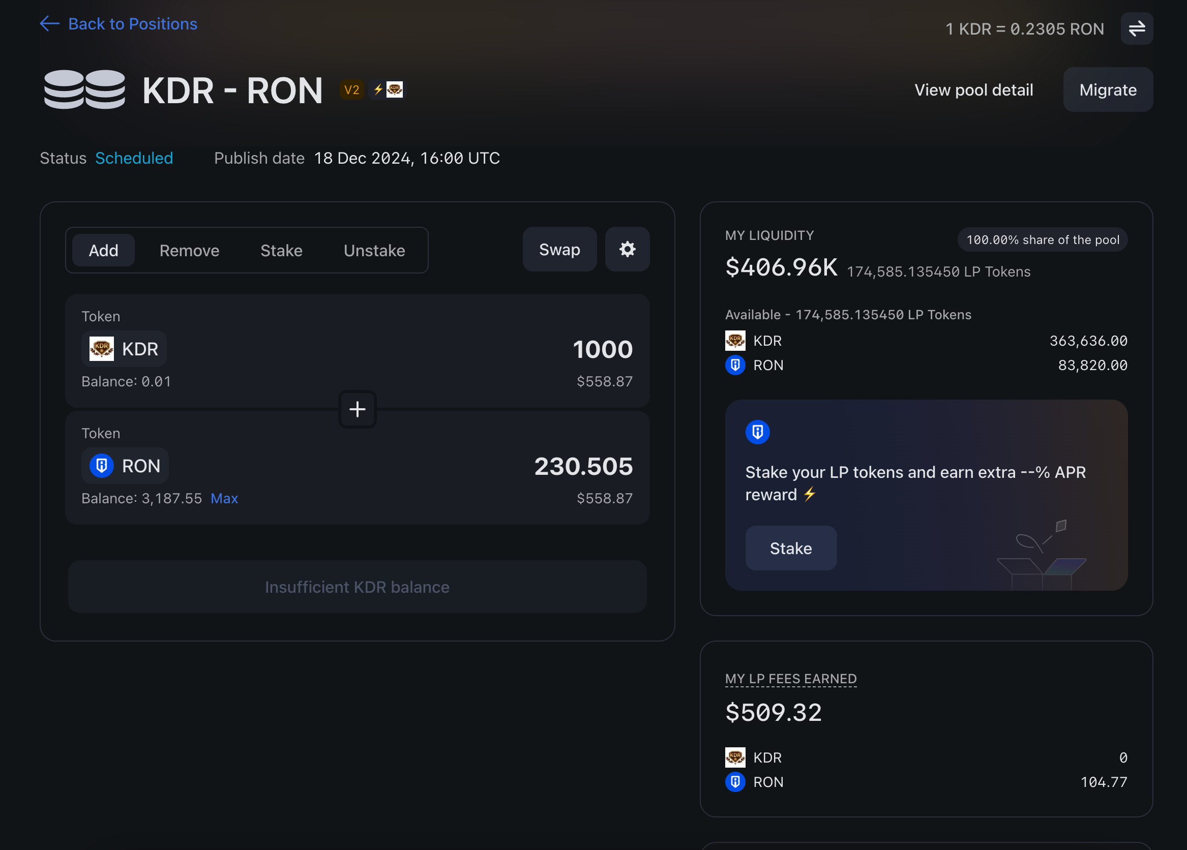 Liquity Stability Pool dashboard