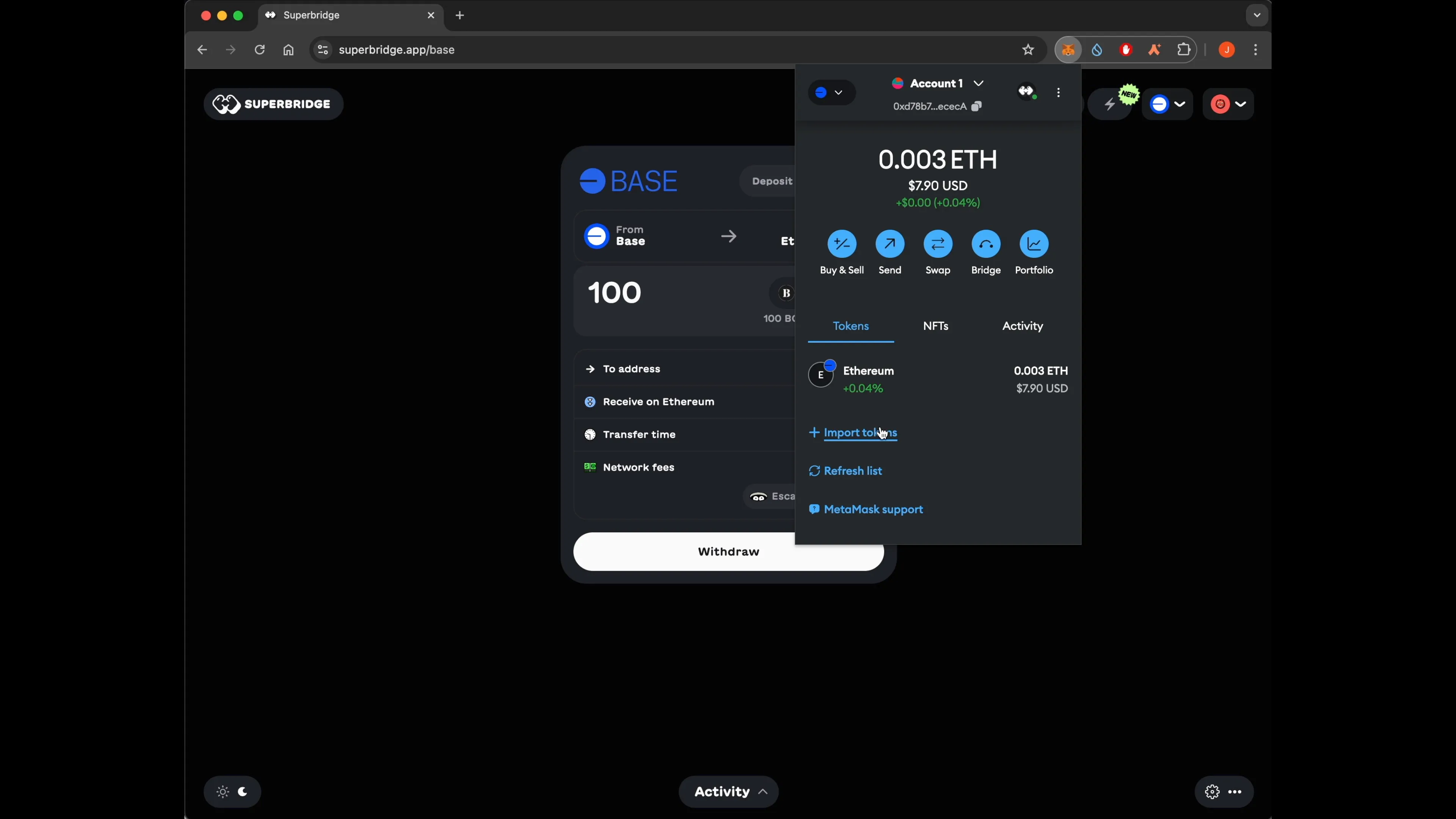 Base Bridge bridging assets screenshot