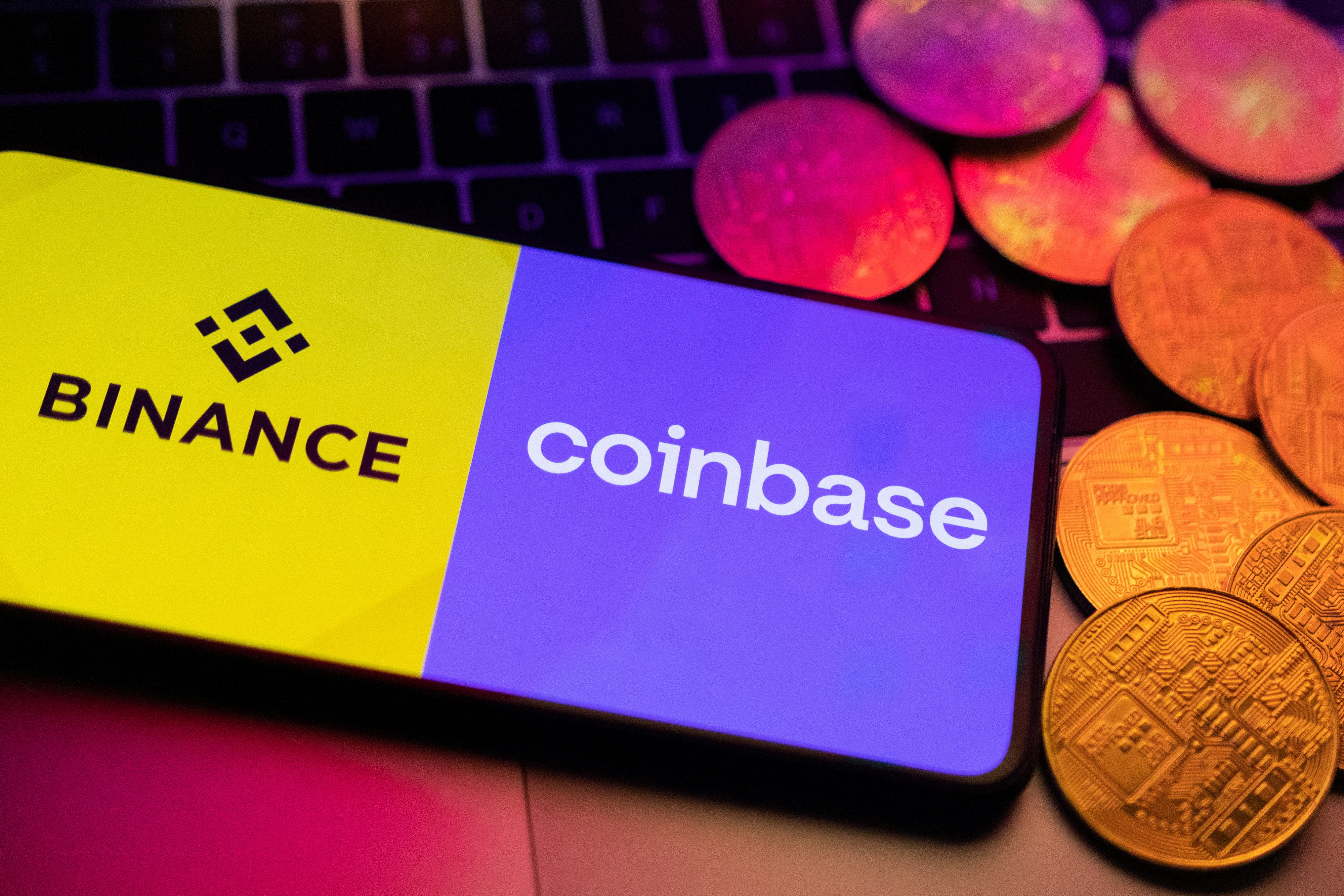 Coinbase Binance Kraken logos
