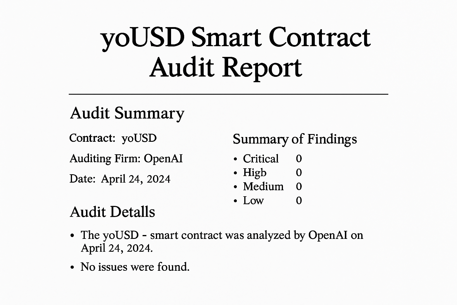 yoUSD smart contract audit report