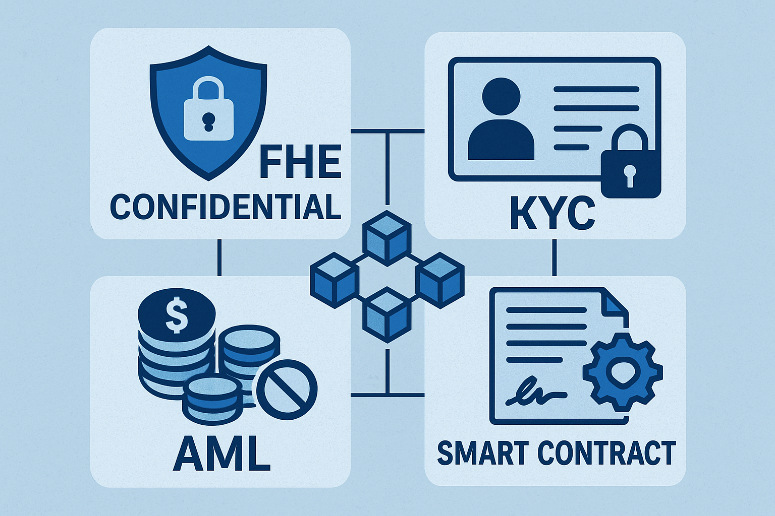 FHE confidential KYC AML smart contract blockchain