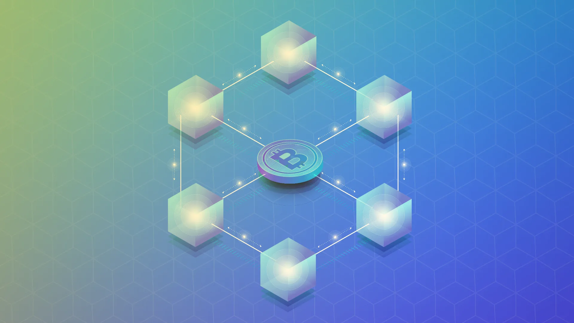 Illustration of a DAO member holding a digital NFT badge with blockchain elements in the background, representing transparent governance and participation.