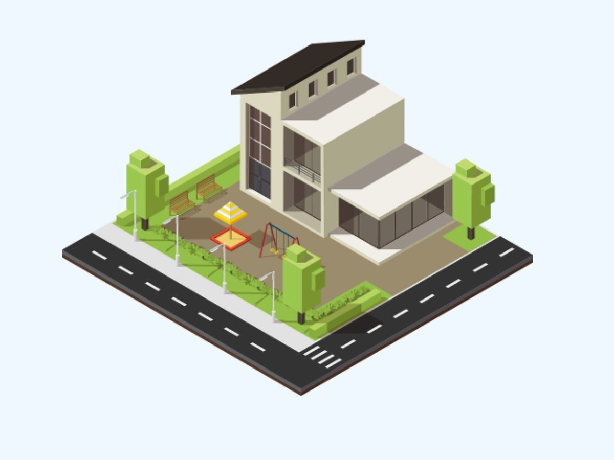 Digital illustration of a house being transferred on a blockchain, representing an on-chain real estate sale using NFTs.