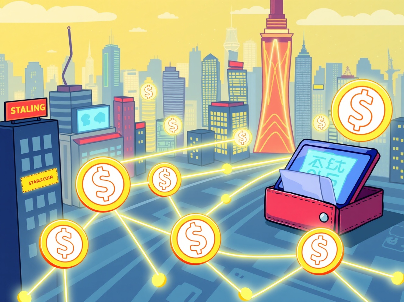 Infographic illustrating the surge in B2B stablecoin payments after the GENIUS Act, highlighting $6.4 billion monthly transaction volume and business adoption