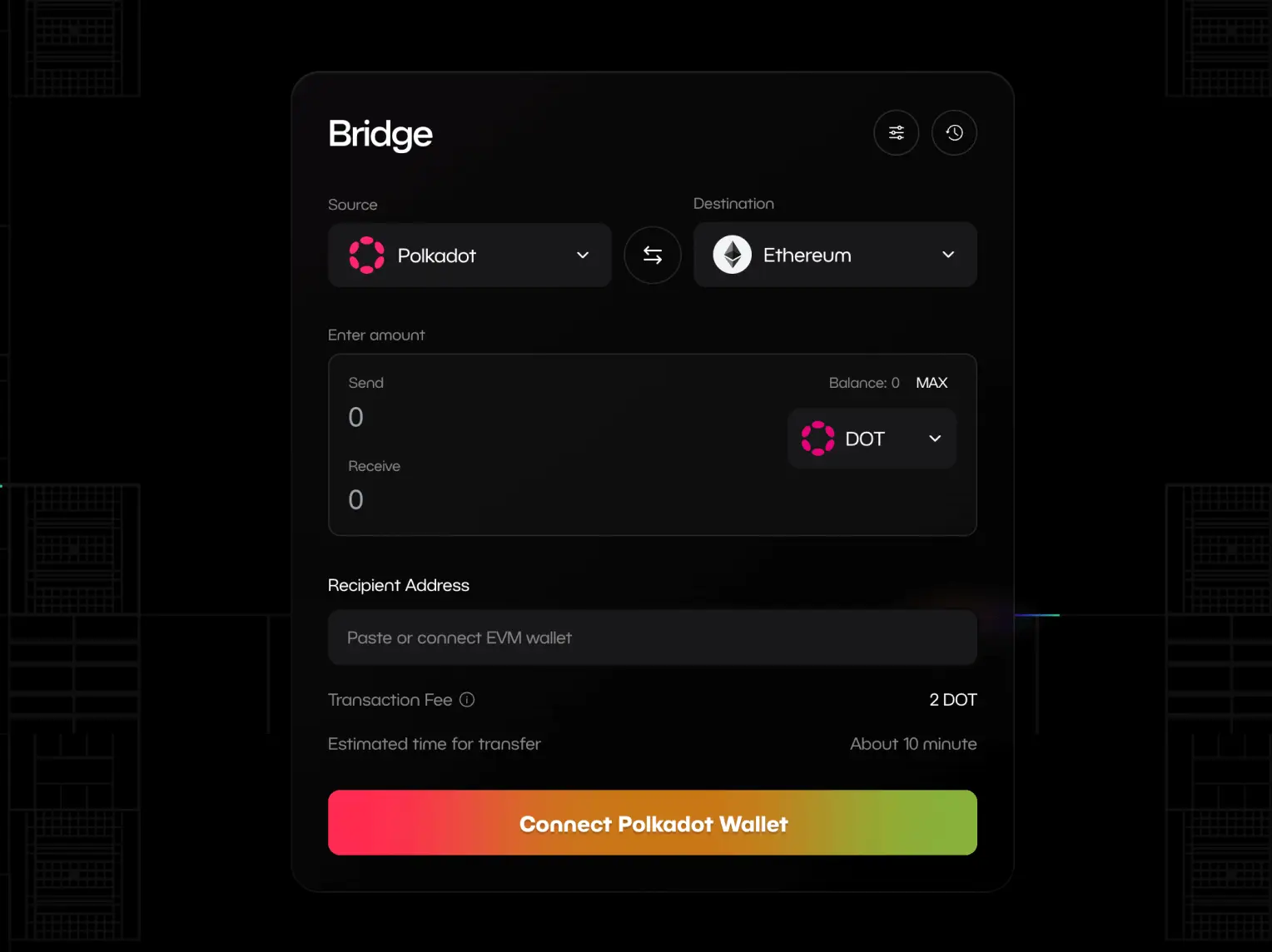 Base official bridge interface screenshot