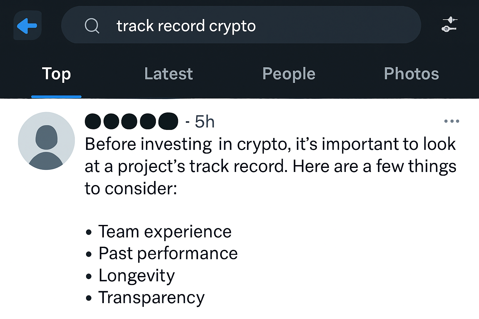 twitter search track record crypto