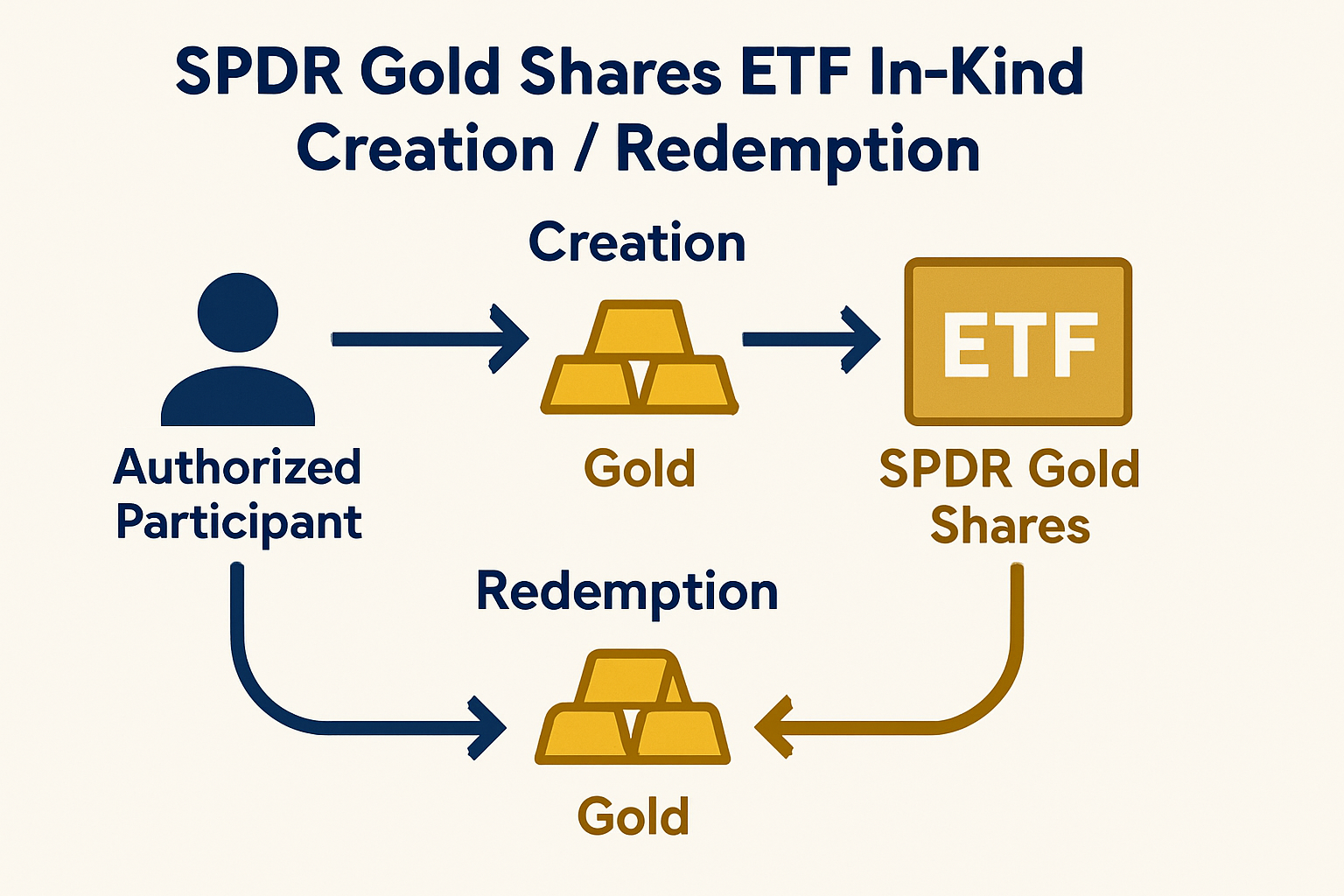 SPDR Gold Shares ETF in-kind creation redemption