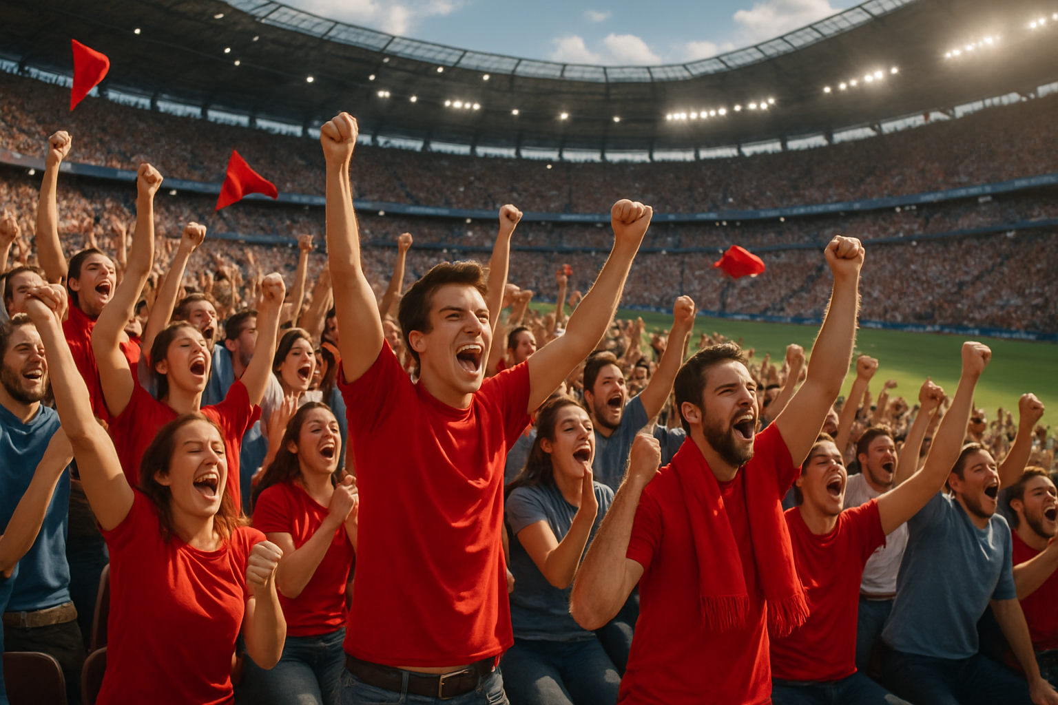 soccer stadium fans cheering