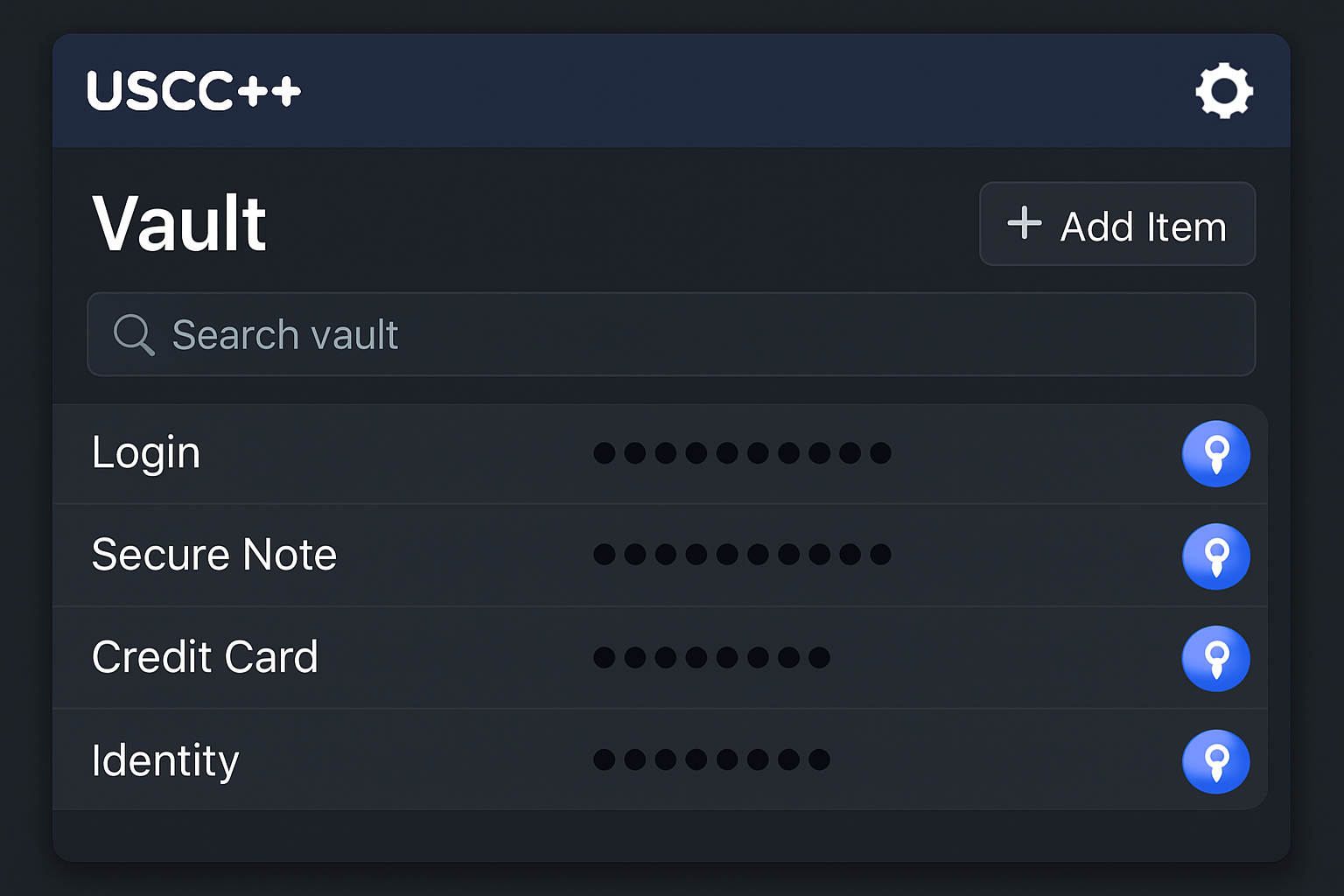 Usual uUSCC++ vault interface
