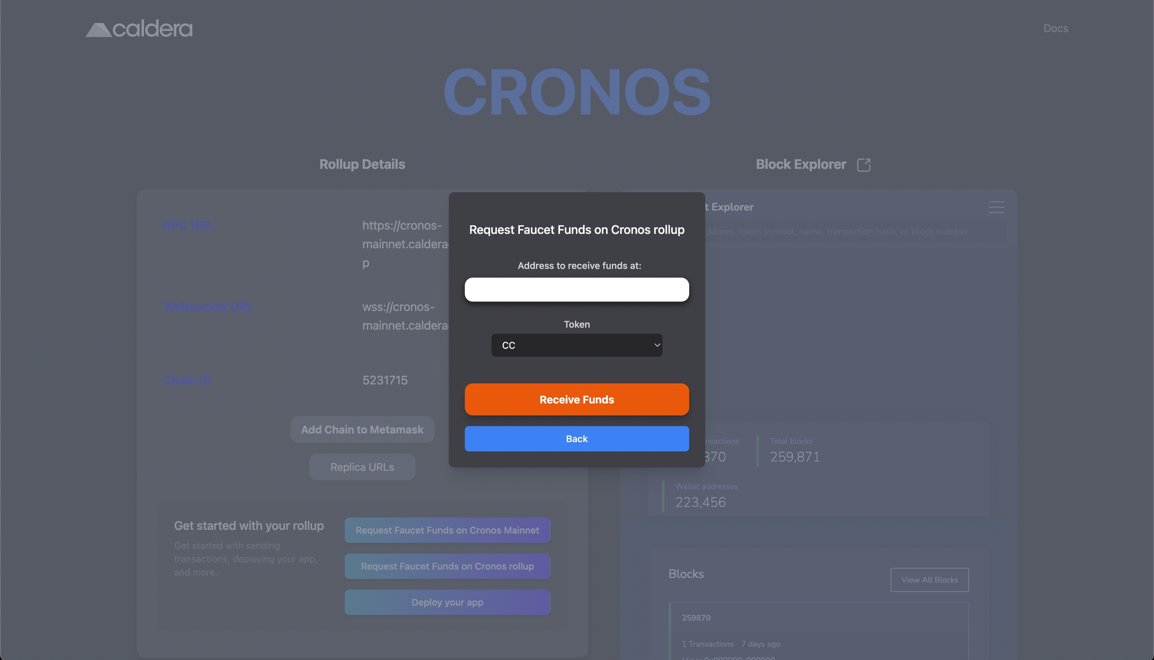 Caldera rollup customization dashboard