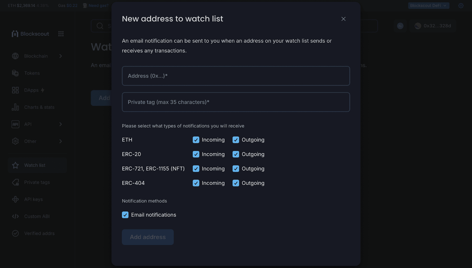 Blockscout Base network explorer