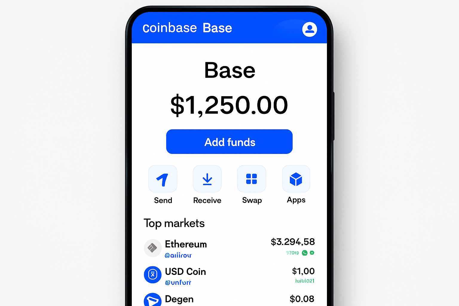Coinbase Base blockchain app interface