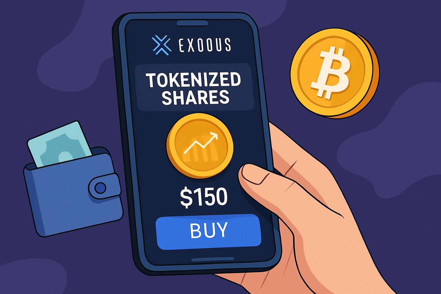 Exodus wallet tokenized shares crypto purchase