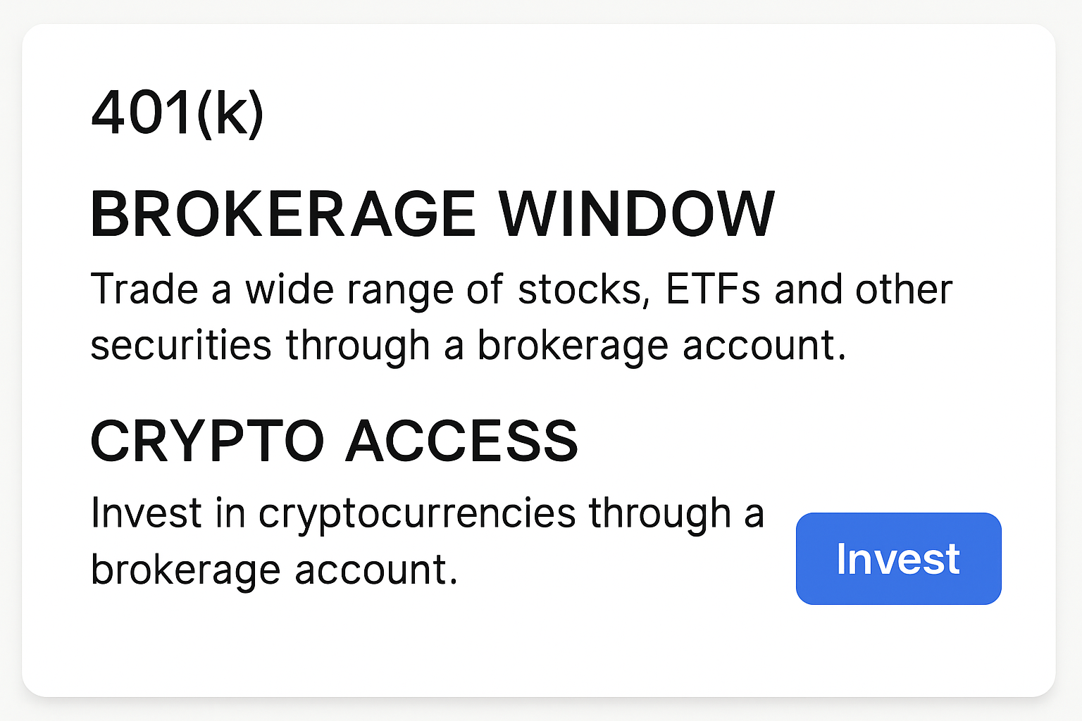401k brokerage window crypto access screenshot