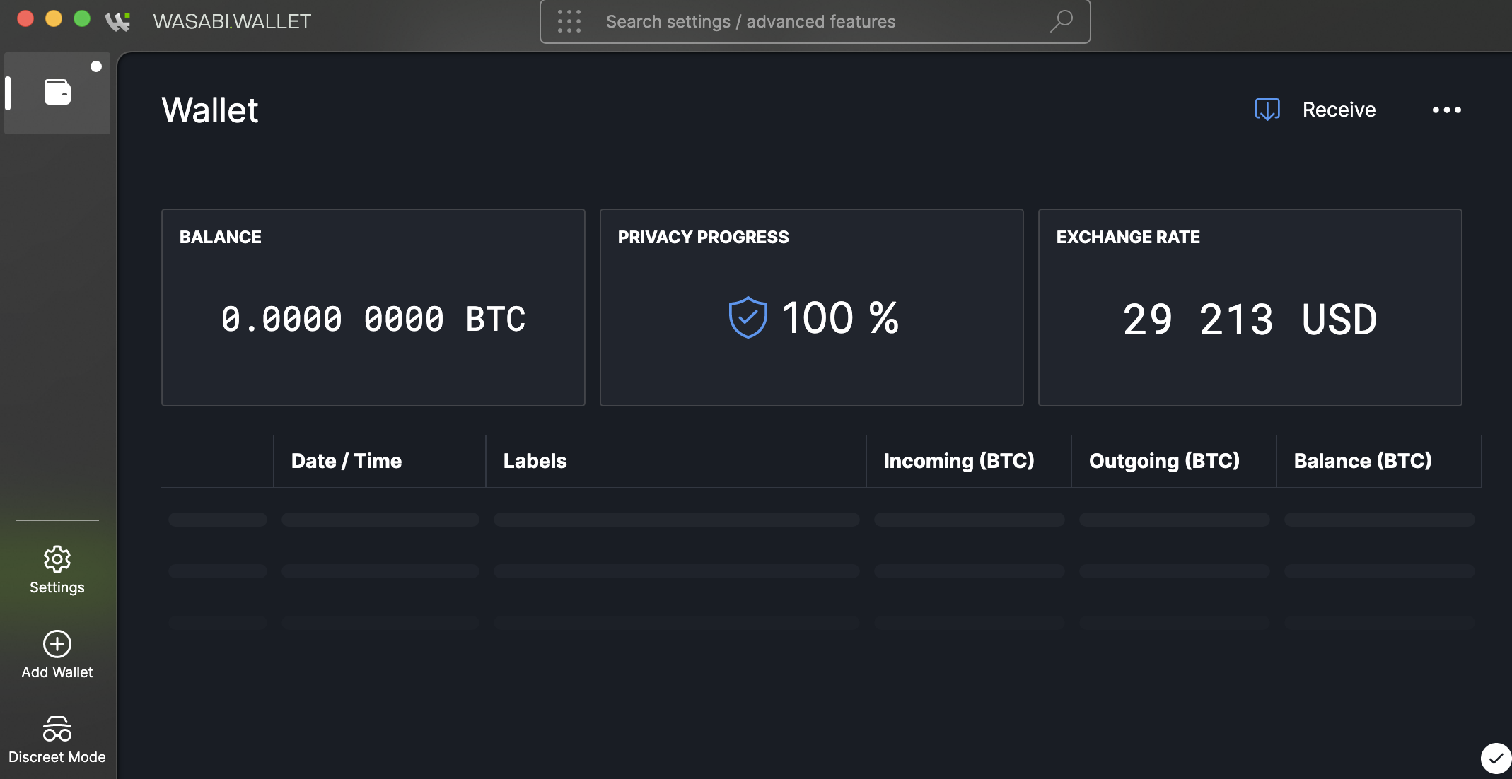 Wasabi Wallet fee structure